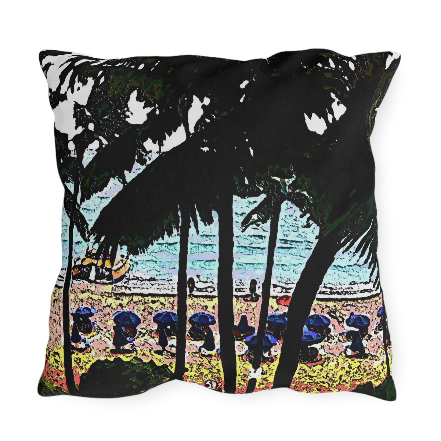 Outdoor Pillows ... "A Beautiful Beach Amongst The Palms" ... The Outrigger Waikiki, Honolulu, Oahu ... Original Works ...