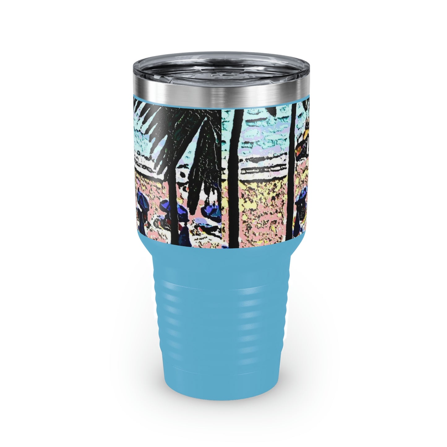 Ringneck Tumbler, 30oz ... "A Beautiful Beach Amongst The Palms" ... The Outrigger Waikiki, Honolulu, Oahu ... Original Works ...