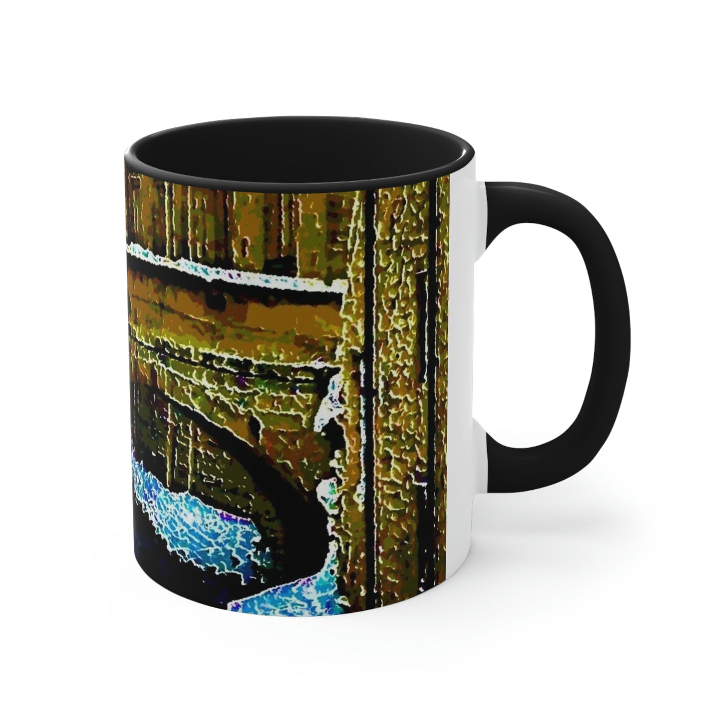Accent Coffee Mug, 11oz ...  Walikng The Streets & Alleys ... 'Strolling The Canals ... '  ... Original Works  ...