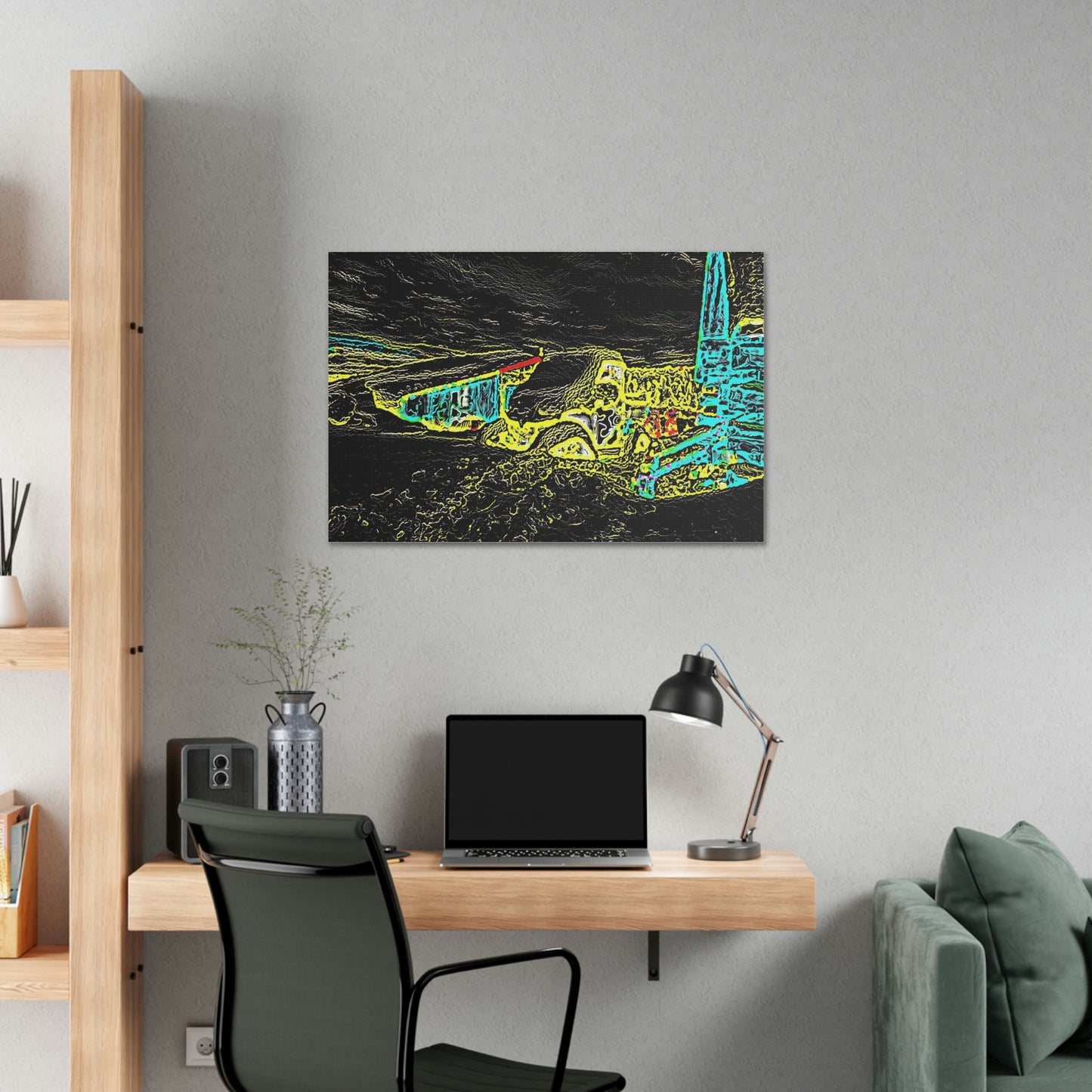 Polyester Canvas ... "Snow Vehicle In Snow Storm At-Rest" ... Circa 12Mar23 ... Central Idaho ... 18-Hours Rendering Time: Original Works ...