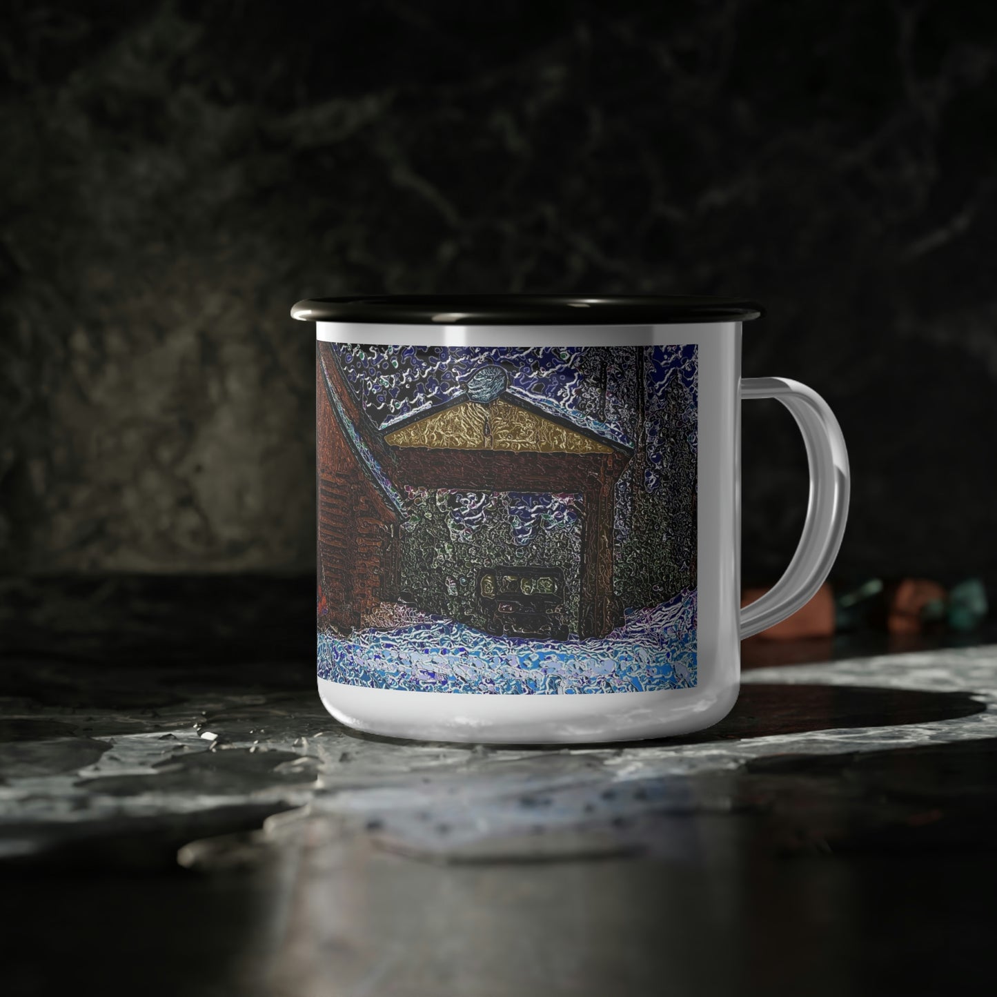 Enamel Camp Cup ... . Impressionalism & Van Gogh ... "Original Photo-Art By Phot's Photo" ...