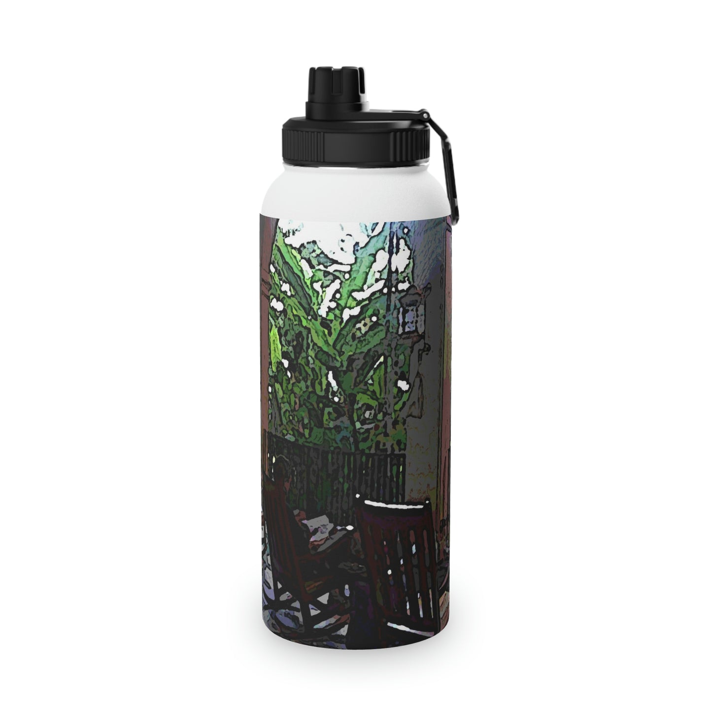 Stainless Steel Water Bottle, Sports Lid ... Lanai & Rocking Chairs At: 'The Pink Palace' ... The Royal Hawai'ian ... Honolulu, HI ... '27Oct2014' ... Original Works ...