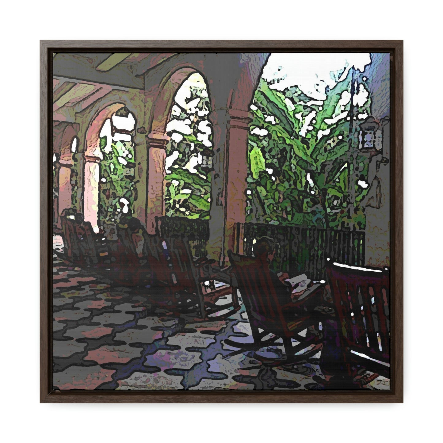 Gallery Canvas Wraps, Square Frame ...  Lanai & Rocking Chairs At: 'The Pink Palace' ... The Royal Hawai'ian ... Honolulu, HI ... '27Oct2014' ... Original Works ...