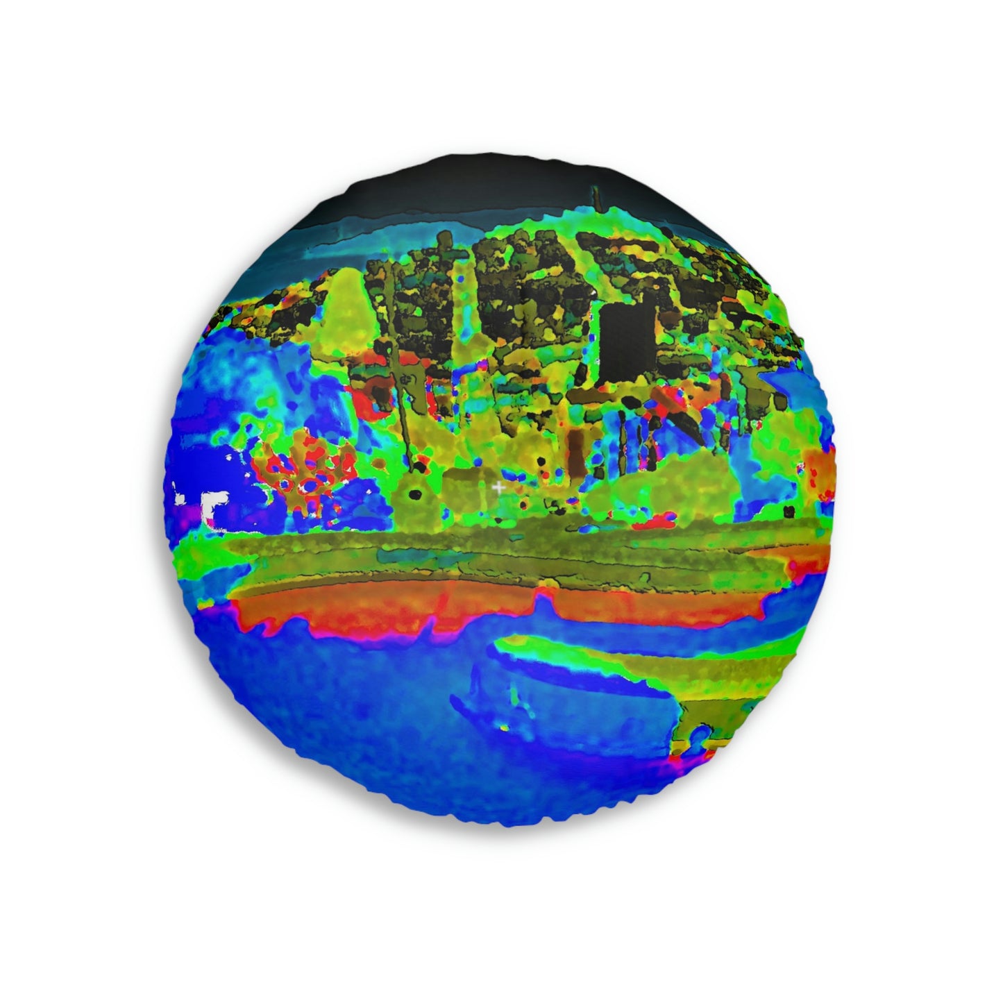 Tufted Floor Pillow, Round ..."Lombard Street San Francisco, CA, USA" ... Family Archives 1970's ... Original Works ...