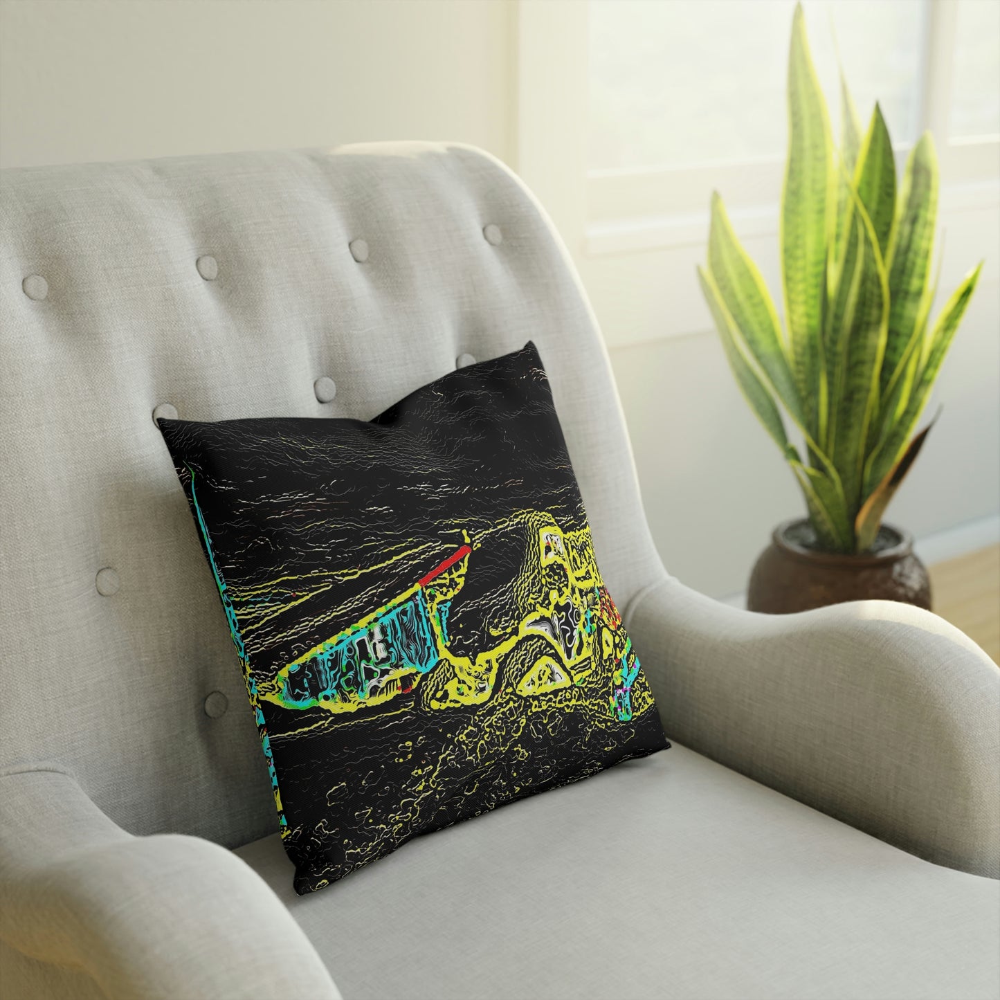 Cushion ...  "Snow Vehicle In Snow Storm At-Rest" ... Circa 12Mar23 ... Central Idaho ... 18-Hours Rendering Time: Original Works ...