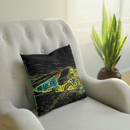 Cushion ...  "Snow Vehicle In Snow Storm At-Rest" ... Circa 12Mar23 ... Central Idaho ... 18-Hours Rendering Time: Original Works ...