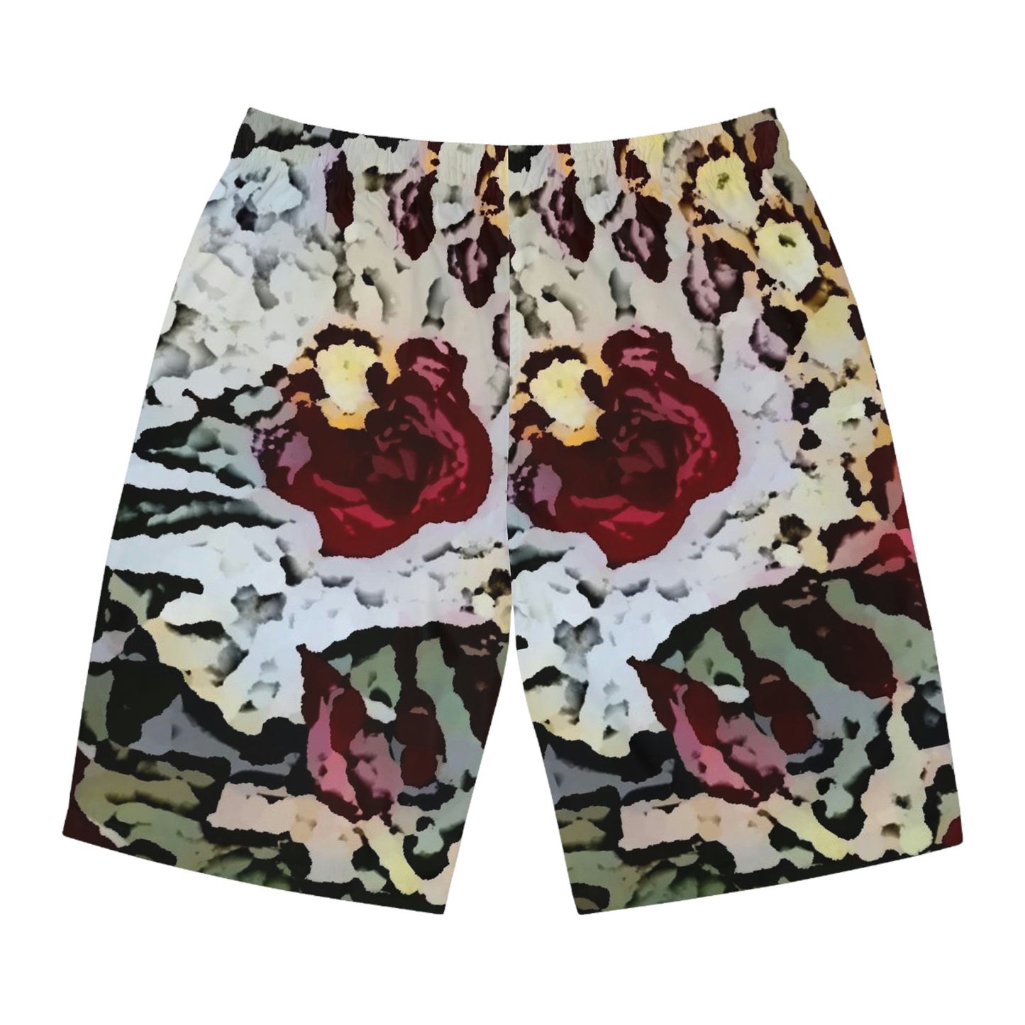 Men's Board Shorts (AOP) ... "A Friendly Flower" ... Pointsettia 'Pointing' ... Original Works ... (Supplied Photograph) ...