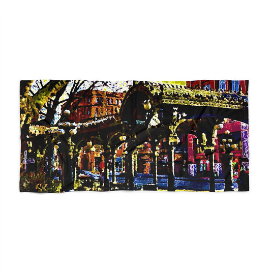 Beach Towel .. A Very Fine Place To Meet ... To Catch The Bus ... 'To Find A Friend' .. Just-To-Hangout ... Dr FJHolt Base Photo ... Original Works ...