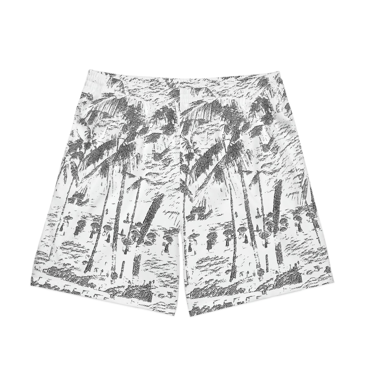 Men's Elastic Beach Shorts (AOP) ... "The Royal Hawai'ian: Waikiki Beach_Beach" ... Honolulu, HI ... October 2014 (Halloween) ... Original Works ...