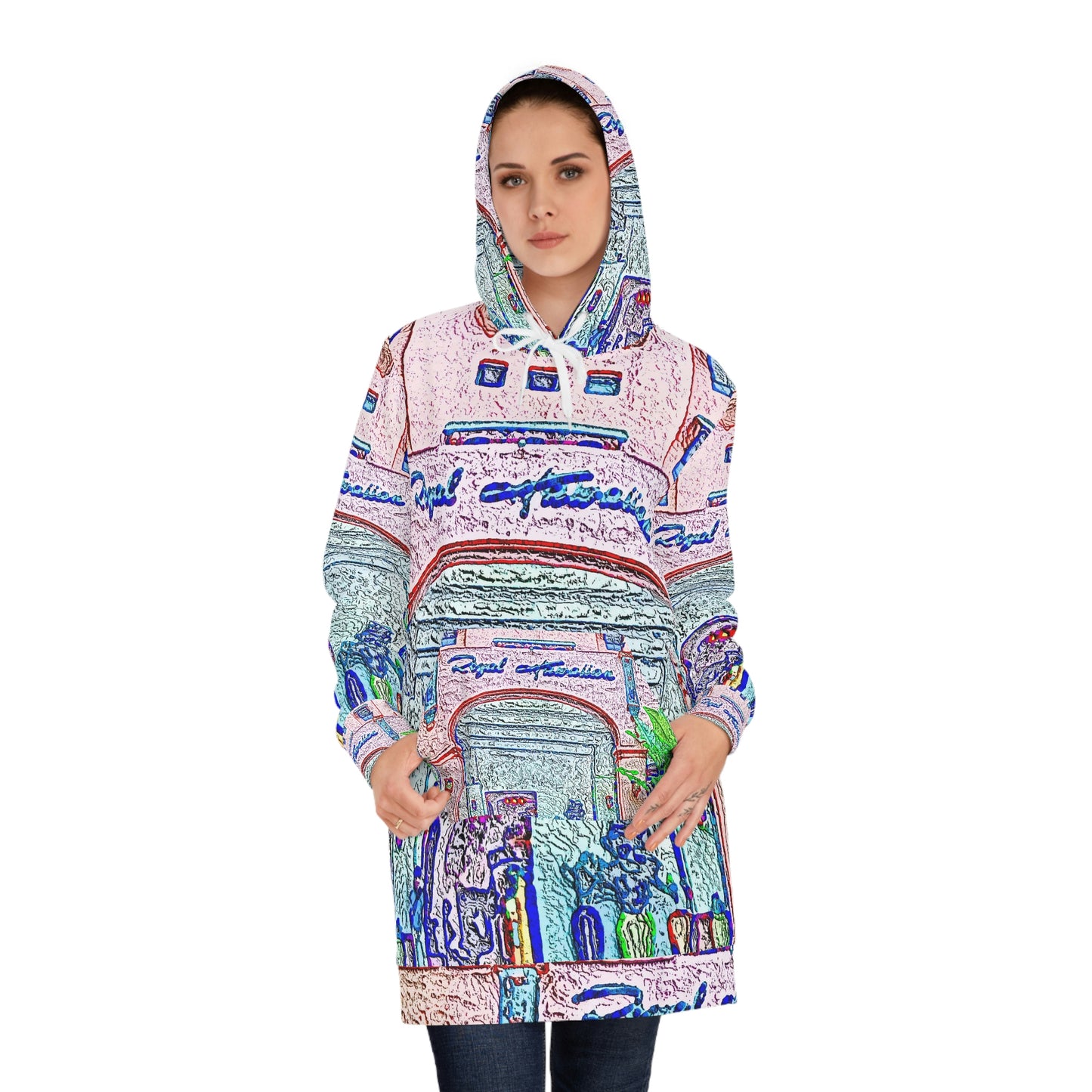 Women's Hoodie Dress (AOP) ... "La Grande Entree" At: 'The Pink Palace' ... The Royal Hawai'ian ... Honolulu, HI ... '27Oct2014' ... Original Works ...