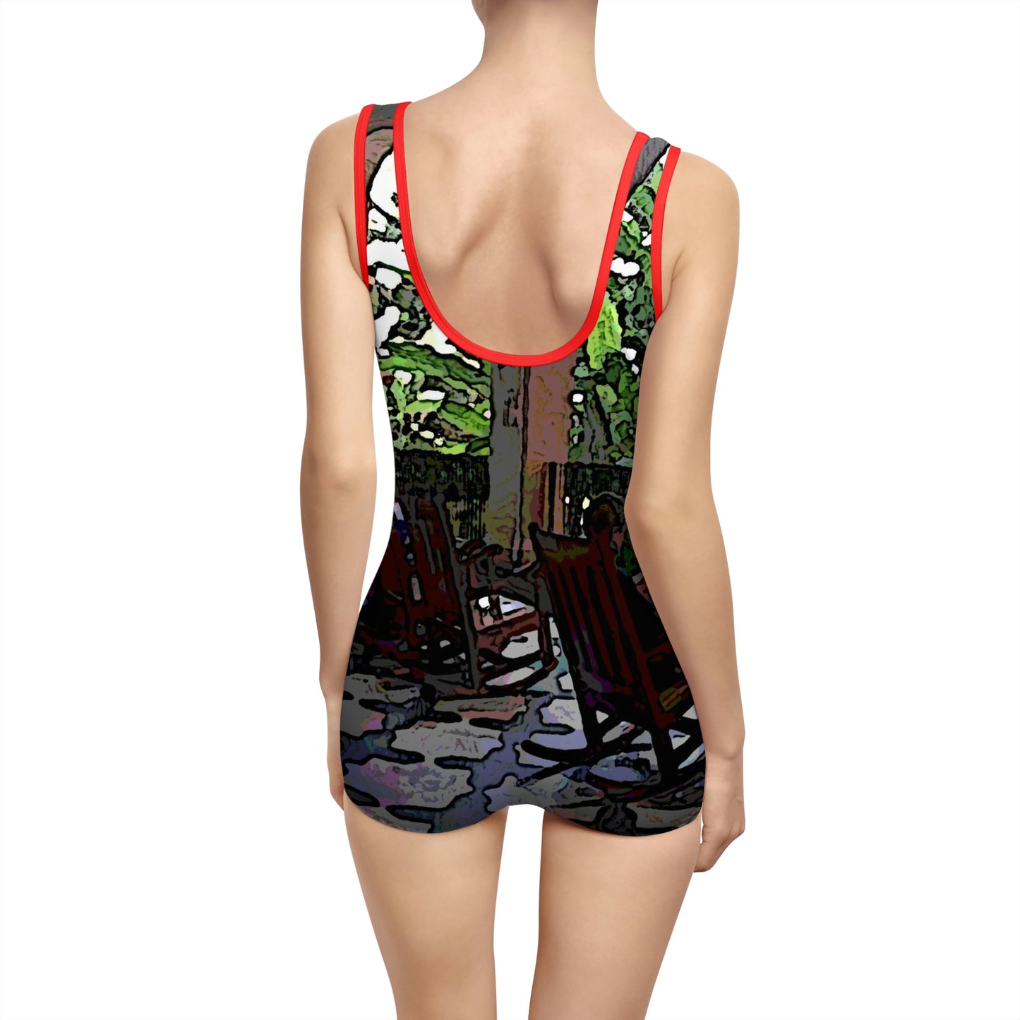 Women's Vintage Swimsuit ... Lanai & Rocking Chairs At: 'The Pink Palace' ... The Royal Hawai'ian ... Honolulu, HI ... '27Oct2014' ... Original Works ...
