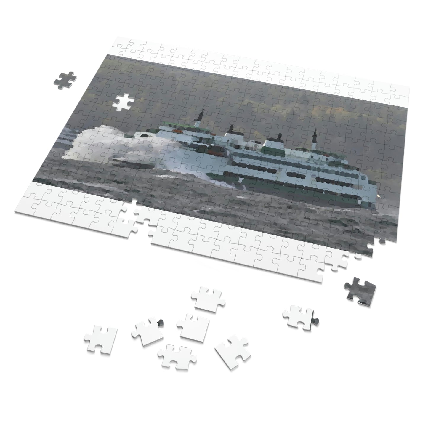 Jigsaw Puzzle (30, 110, 252, 500,1000-Piece) ... WADOT Ferry Crossing ... "A Very Rough Day" ... Mulkiteo Route ... Family Archives ... Early 1990's' ... Original Works ...