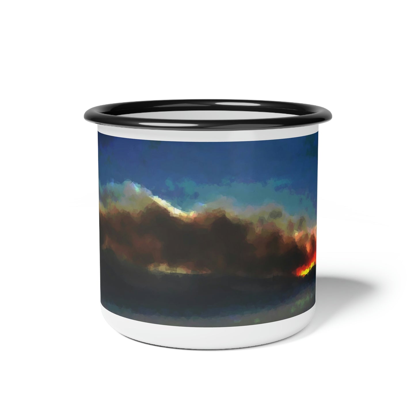 Enamel Camp Cup ... "Fire ... Fire -On-The-Mountain ... Fire ... Fire-On-The-Mountain."
