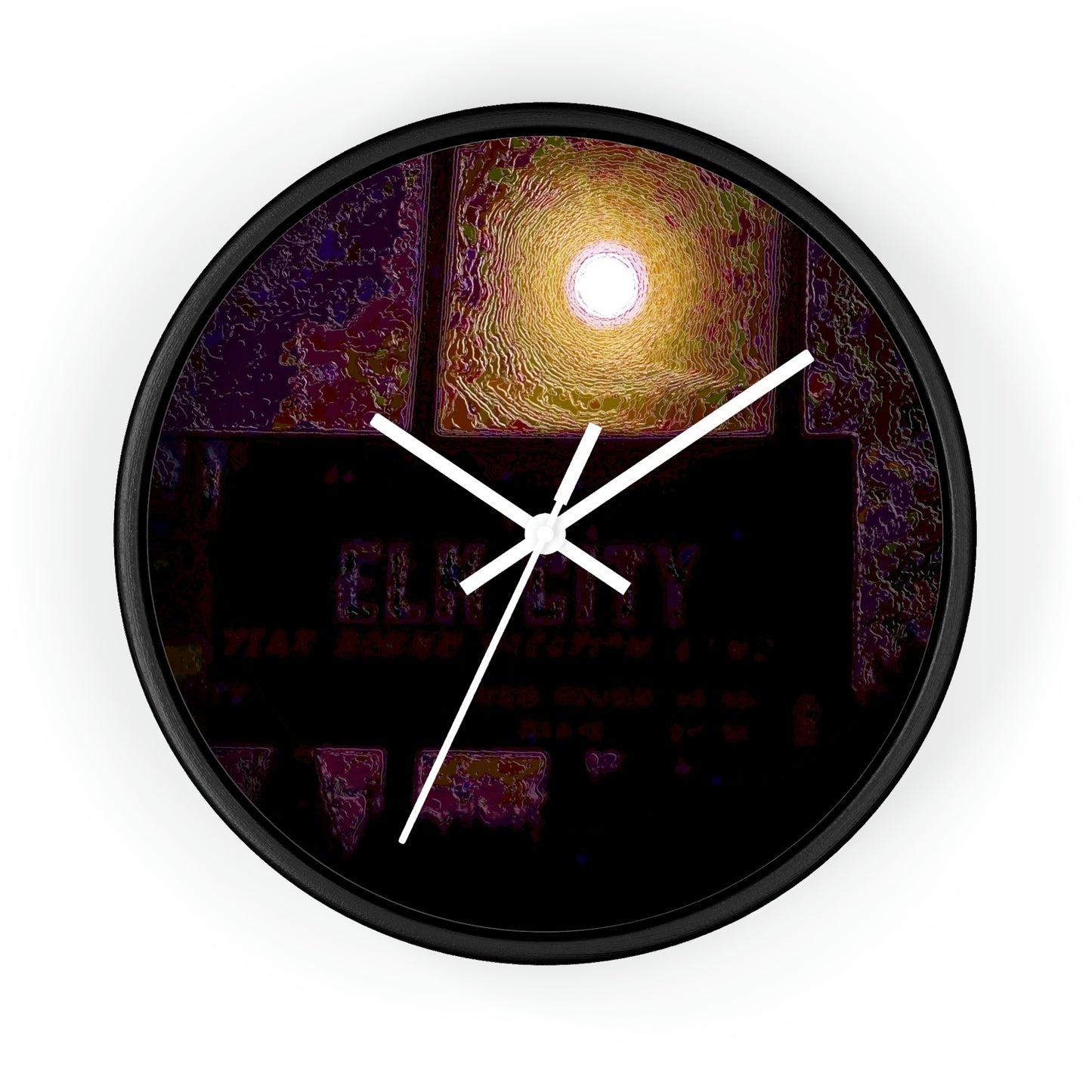 Wall clock ... Car Approaches From The Stern ... Moon Ascendary From The Bow ... "Two Friendly Travellers On A Cold Night Near Elk City" ... C