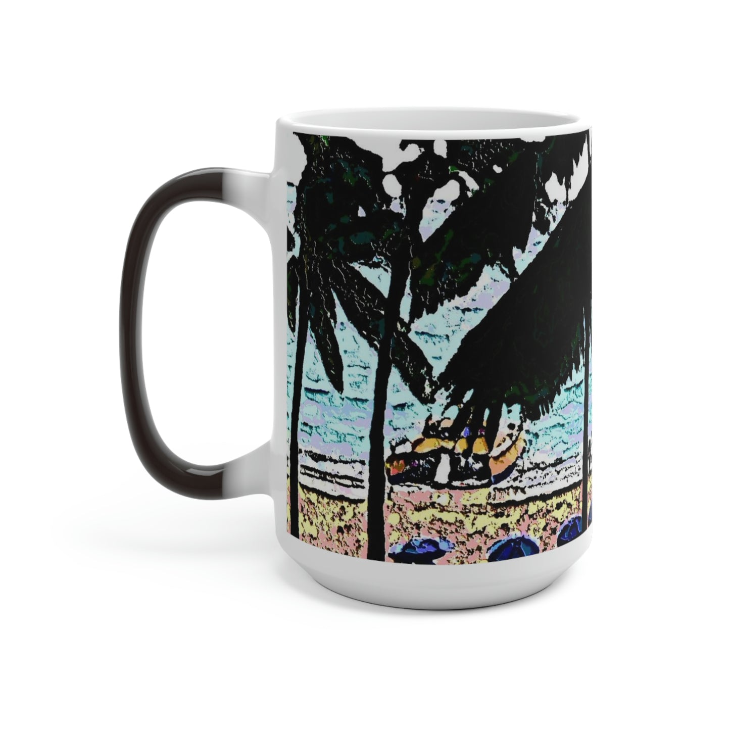 Color Changing Mug ... "A Beautiful Beach Amongst The Palms" ... The Outrigger Waikiki, Honolulu, Oahu ... Original Works ...