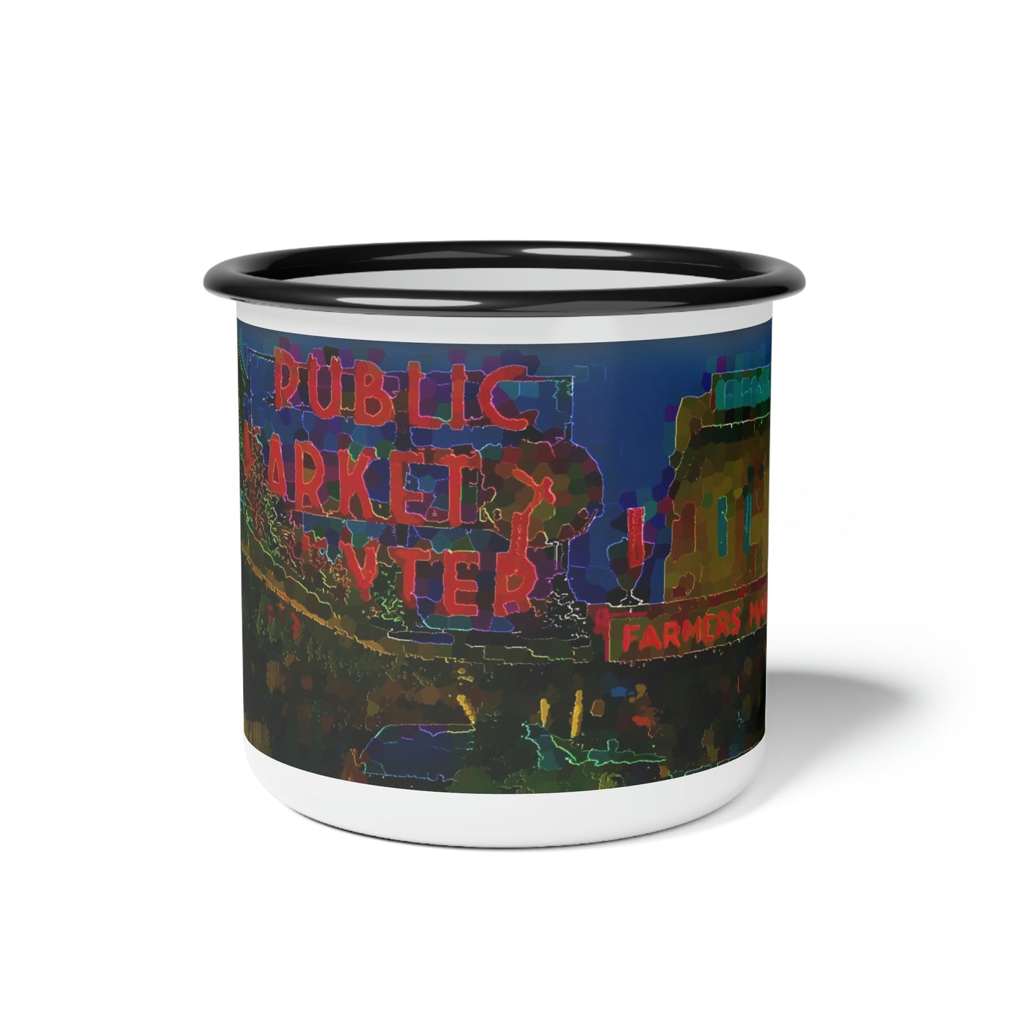 Enamel Camp Cup ... "Sleepless-In-Seattle ... At-The-Market" ... Series-1 ...