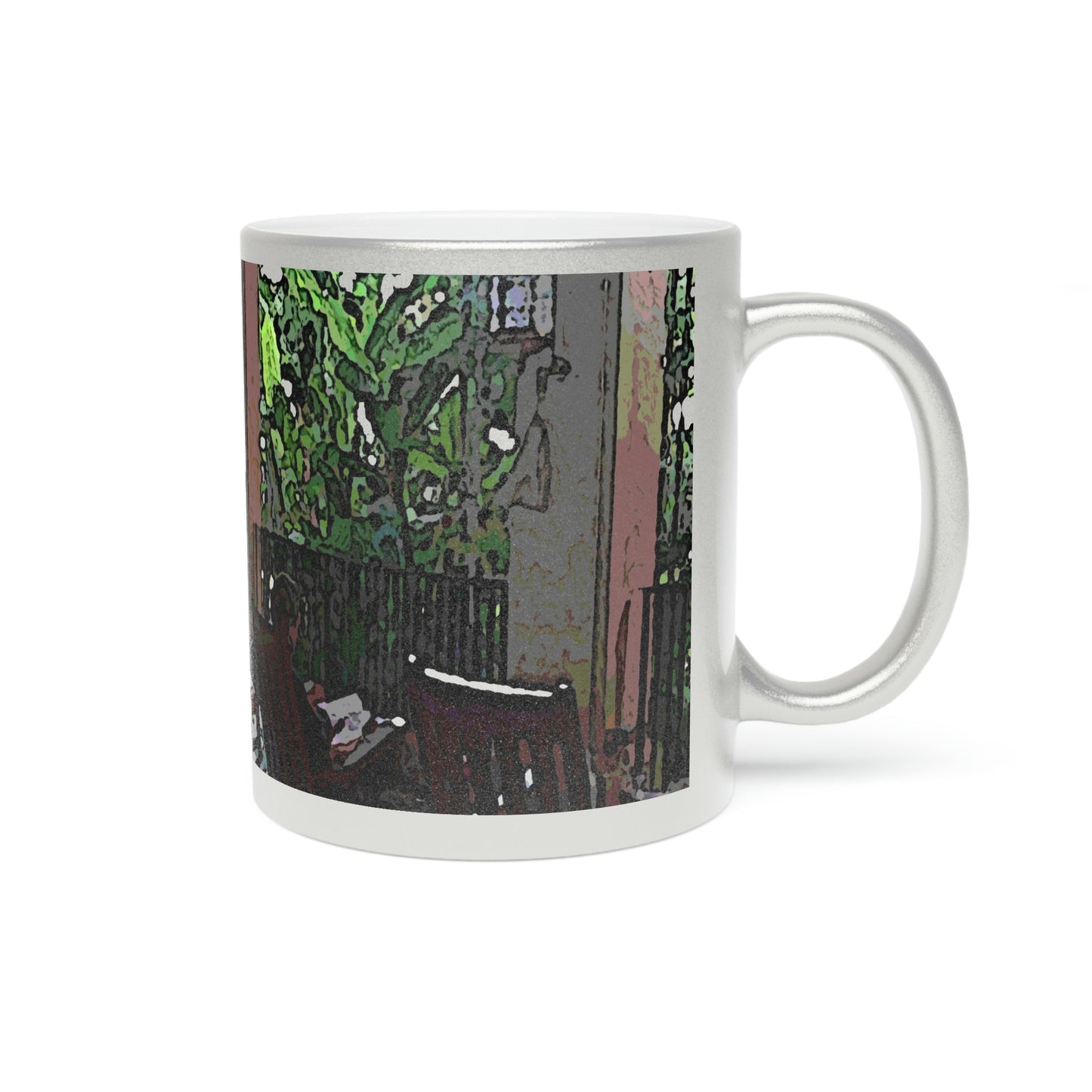 Metallic Mug (Silver\Gold) ...  Lanai & Rocking Chairs At: 'The Pink Palace' ... The Royal Hawai'ian ... Honolulu, HI ... '27Oct2014' ... Original Works ...