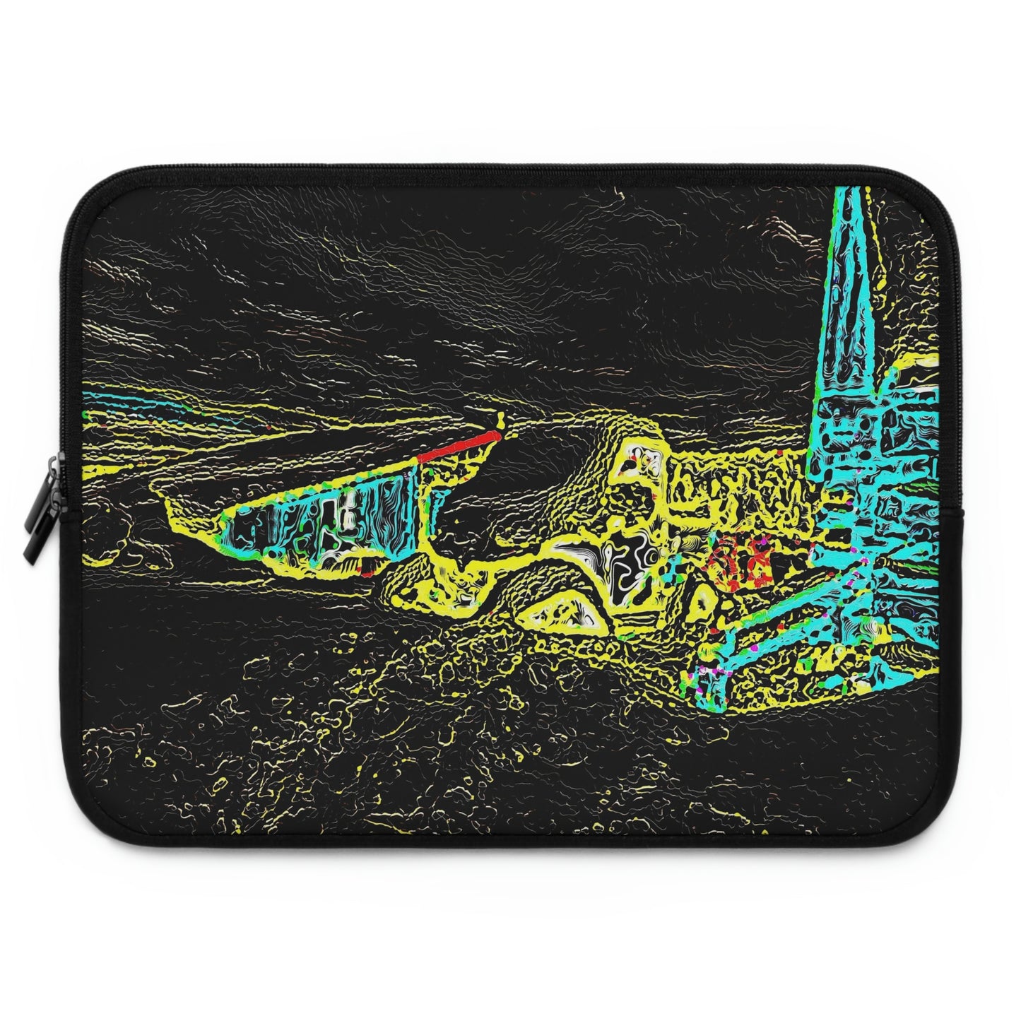 Laptop Sleeve ...  "Snow Vehicle In Snow Storm At-Rest" ... Circa 12Mar23 ... Central Idaho ... 18-Hours Rendering Time: Original Works ...