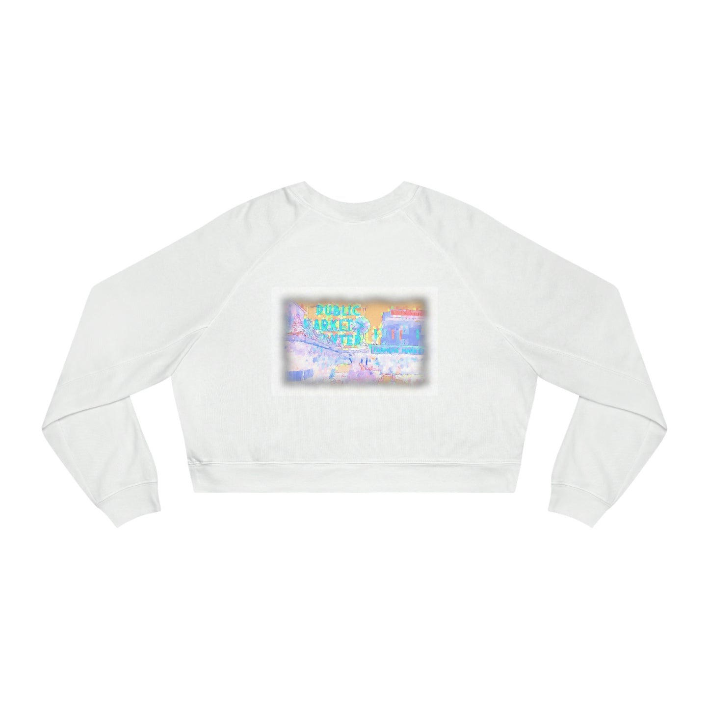 Women's Cropped Fleece Pullover ... PPM: Pike Place Market ... "Enjoying That Wrold Famous Hot Cup Of Maket Spice Tea" ...