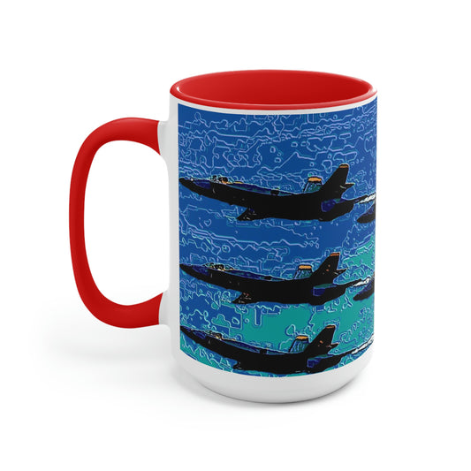 Two-Tone Coffee Mugs, 15oz ... Seattle Seafair ..."Blue Angels Run Over Lake Washington" ... Circa Mid 1980's ... Dr FJ Holt ... Original Works ...