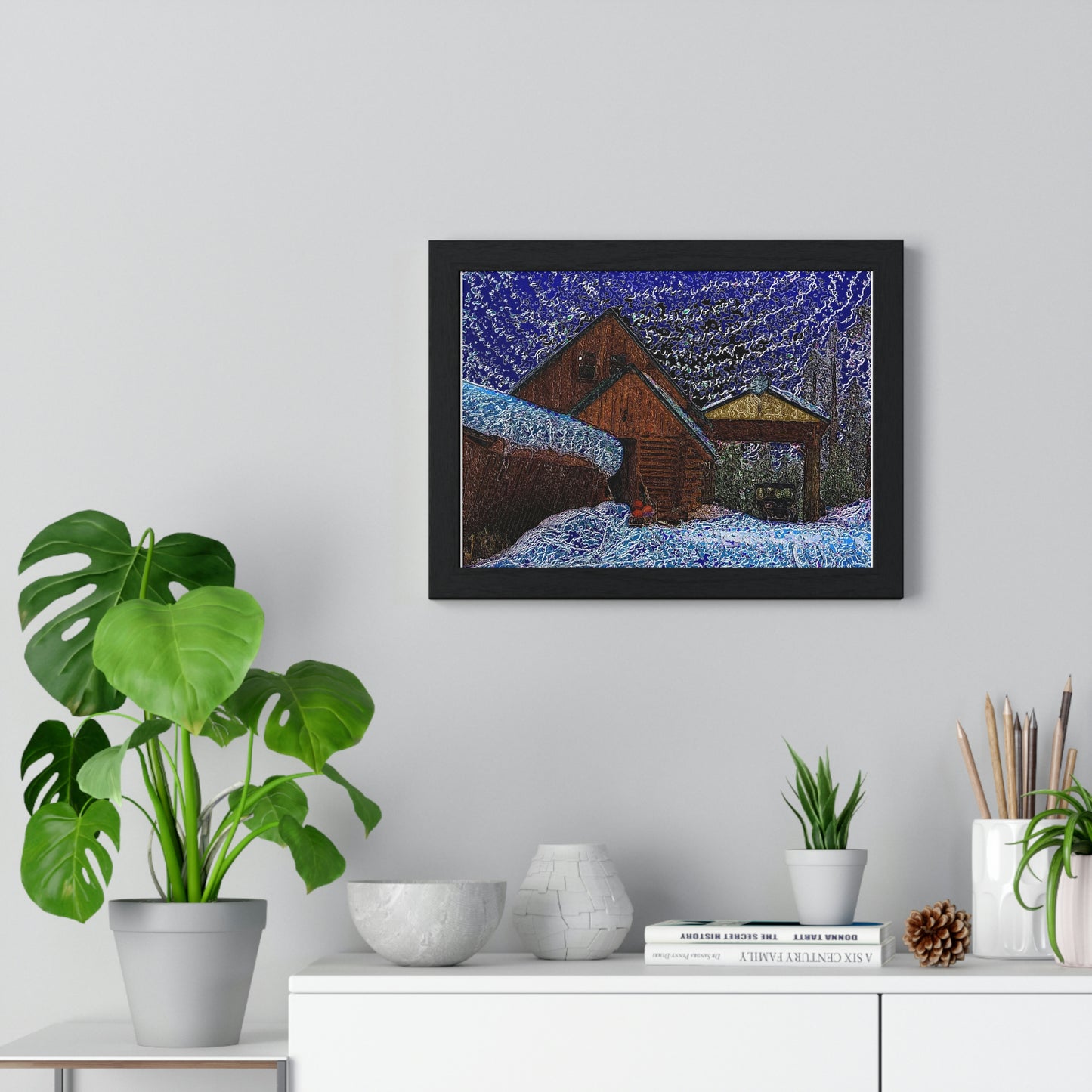 Premium Framed Horizontal Poster ... "A Cabin In The Mountains Of Central Idaho" ...