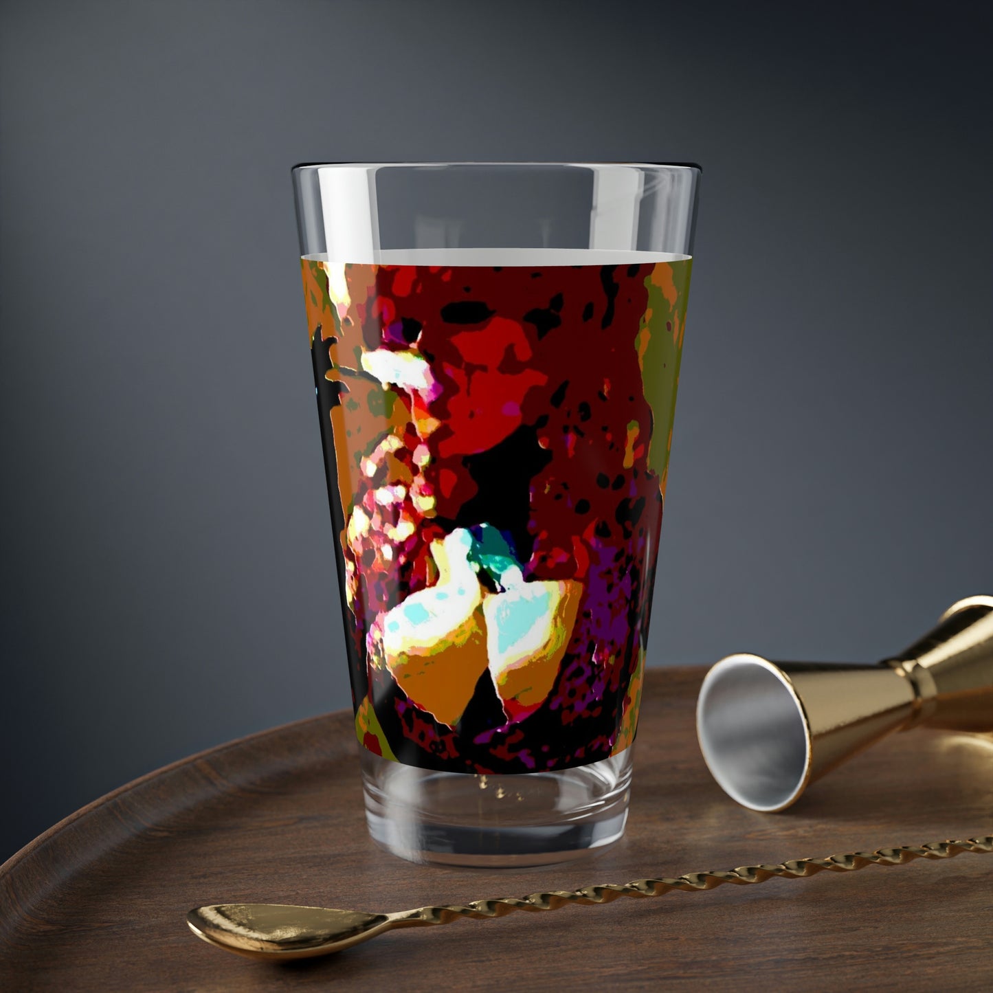Mixing Glass, 16oz ...  A Colleague Overseas ... 'Enjoying A Fag' ... Original Works ... "April Fools 2023" ... Hot-Tranny-Smoke ...