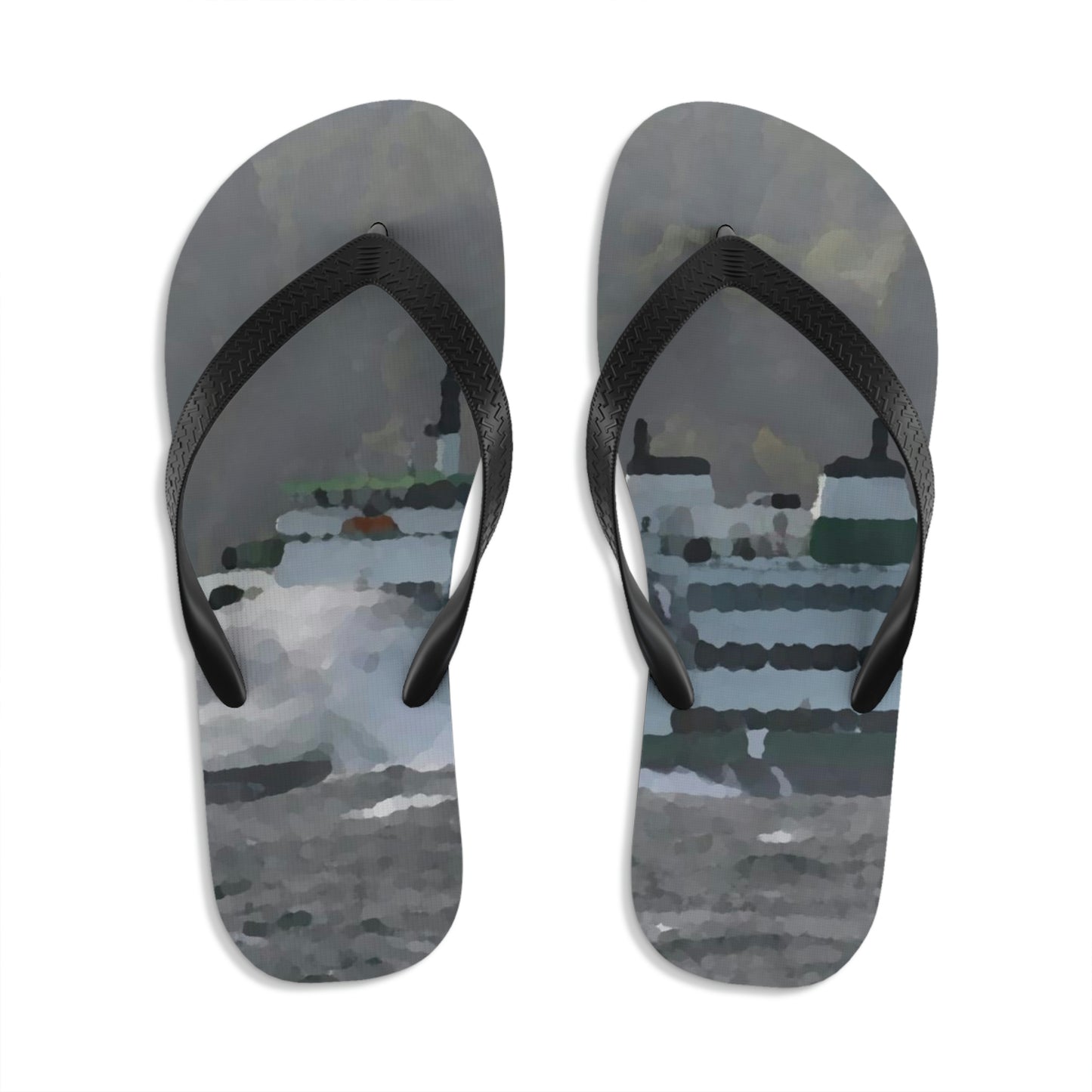 Unisex Flip-Flops ... WADOT Ferry Crossing ... "A Very Rough Day" ... Mulkiteo Route ... Family Archives ... Early 1990's' ... Original Works ...