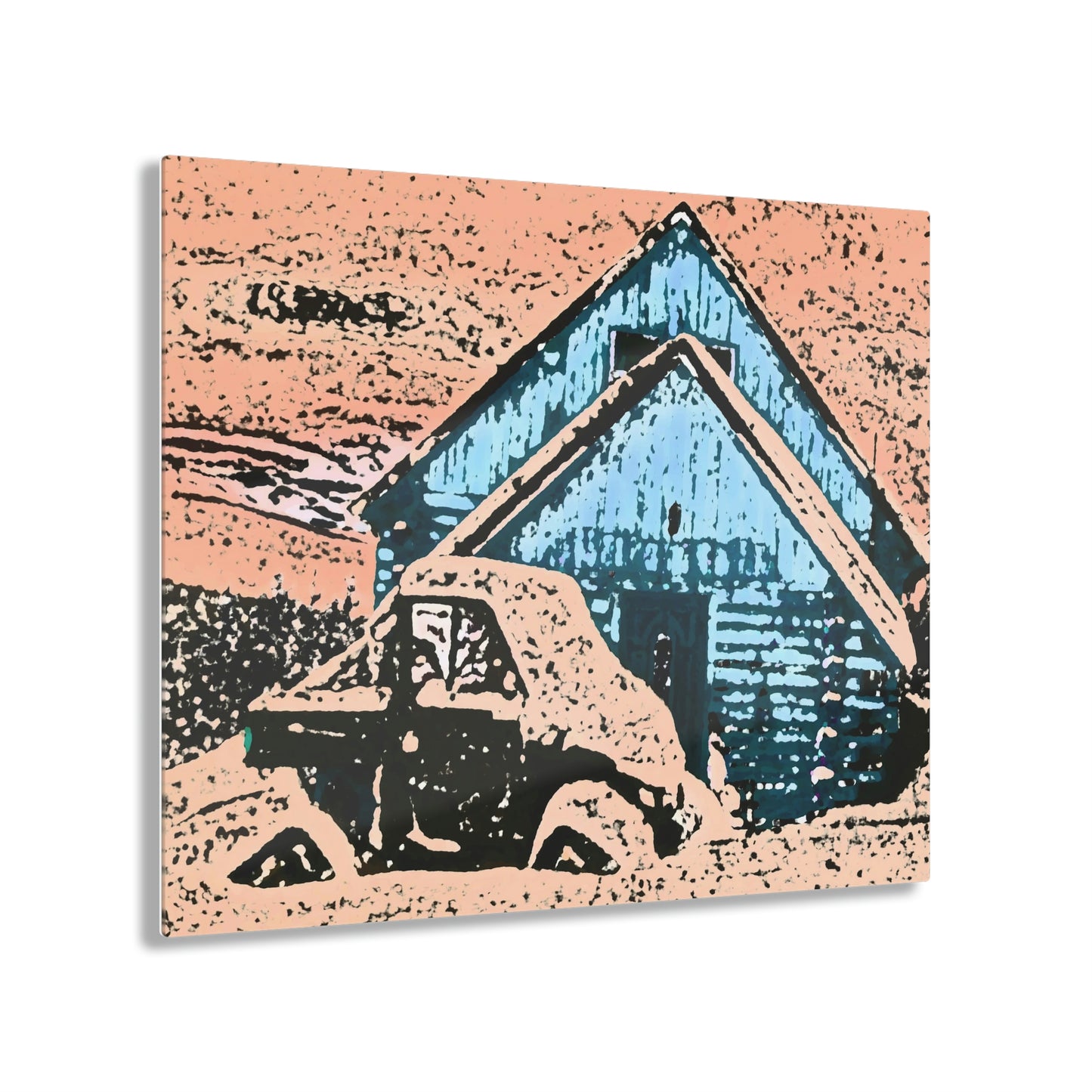 Acrylic Prints ... After An Intense Snow Storm ... 'Digging Out' ... A Vehicle & Cabin "In The Mountains" ... March 2023 ... Original Works ...