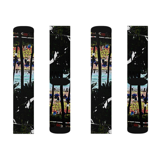 Sublimation Socks ... "A Beautiful Beach Amongst The Palms" ... The Outrigger Waikiki, Honolulu, Oahu ... Original Works ...