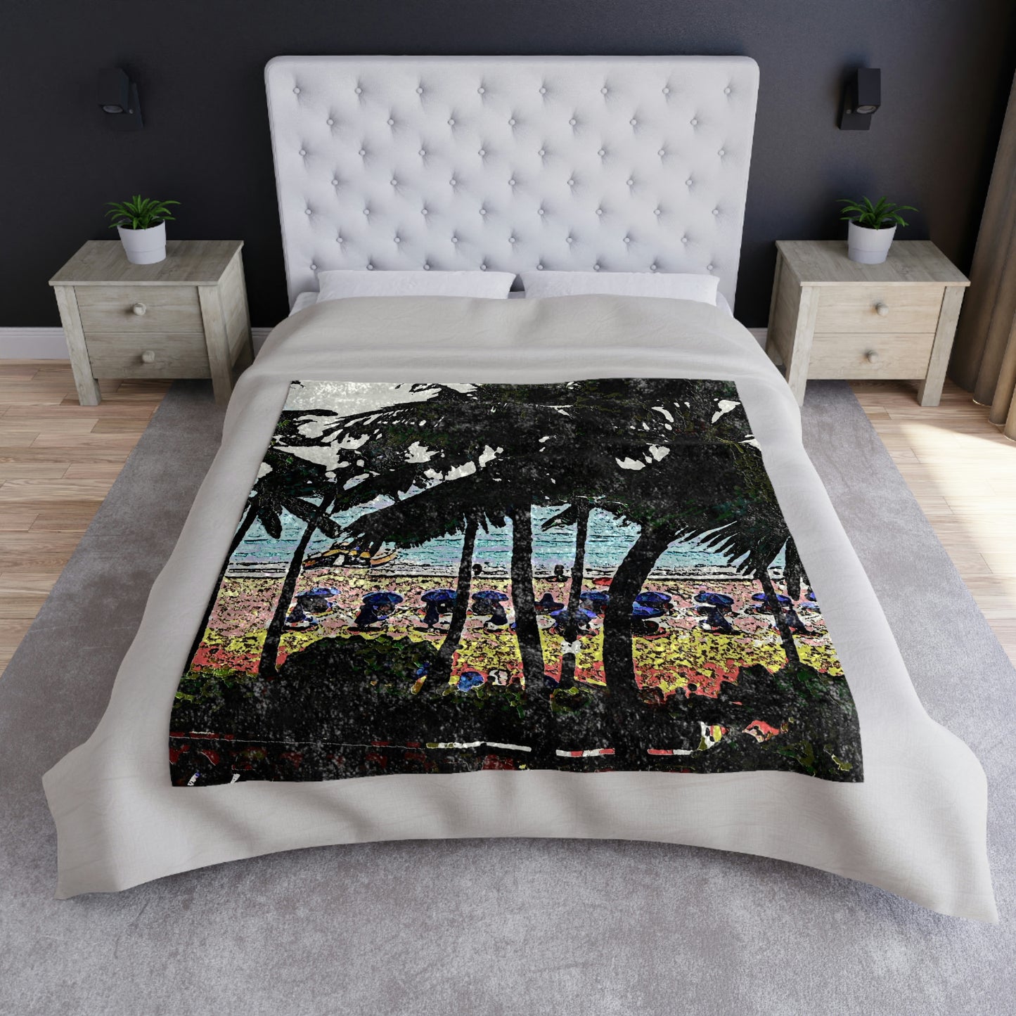 Crushed Velvet Blanket ... "A Beautiful Beach Amongst The Palms" ... The Outrigger Waikiki, Honolulu, Oahu ... Original Works ...
