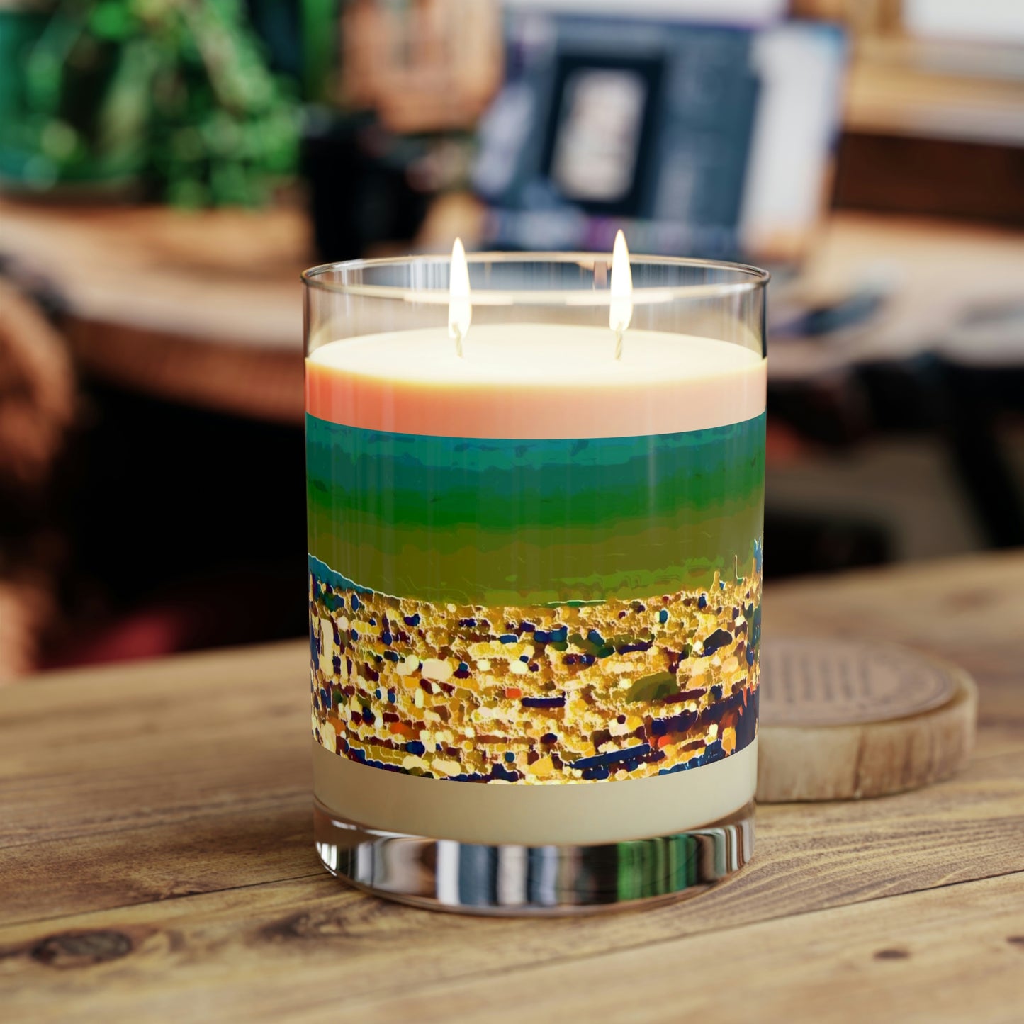 Scented Candle - Full Glass, 11oz ...  Au Paris ... "Along The River Seine" ... Barbara Joan Bonnel-Holt: 1972 ... Original Works ...