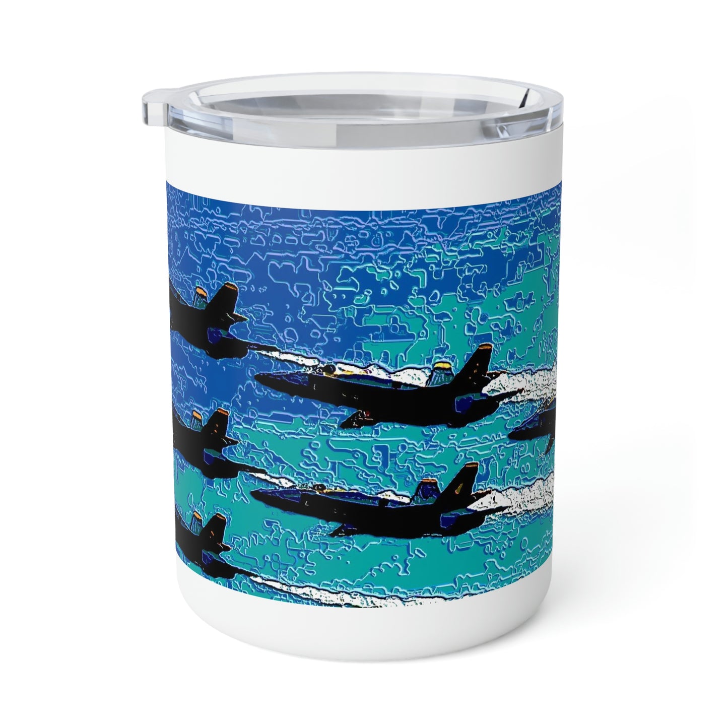 Insulated Coffee Mug, 10oz  ... Seattle Seafair ..."Blue Angels Run Over Lake Washington" ... Circa Mid 1980's ... Dr FJ Holt ... Original Works ...