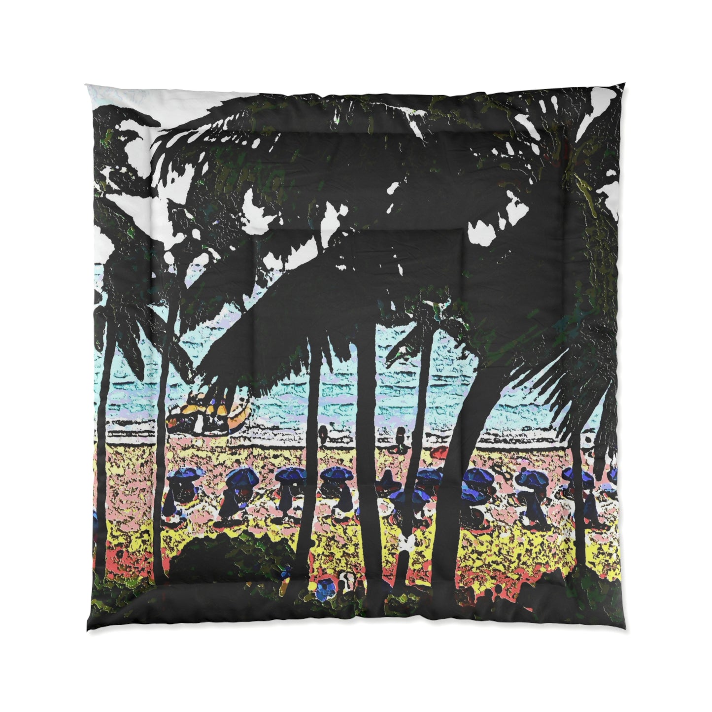 Comforter ... "A Beautiful Beach Amongst The Palms" ... The Outrigger Waikiki, Honolulu, Oahu ... Original Works ...