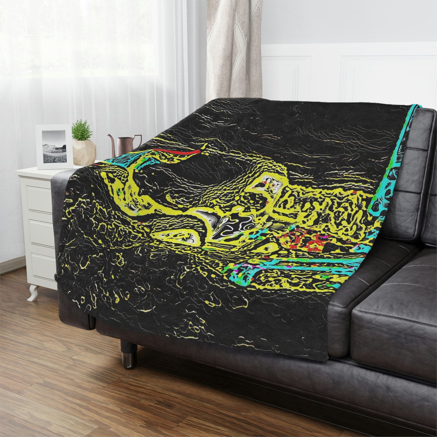 Minky Blanket ...  "Snow Vehicle In Snow Storm At-Rest" ... Circa 12Mar23 ... Central Idaho ... 18-Hours Rendering Time: Original Works ...