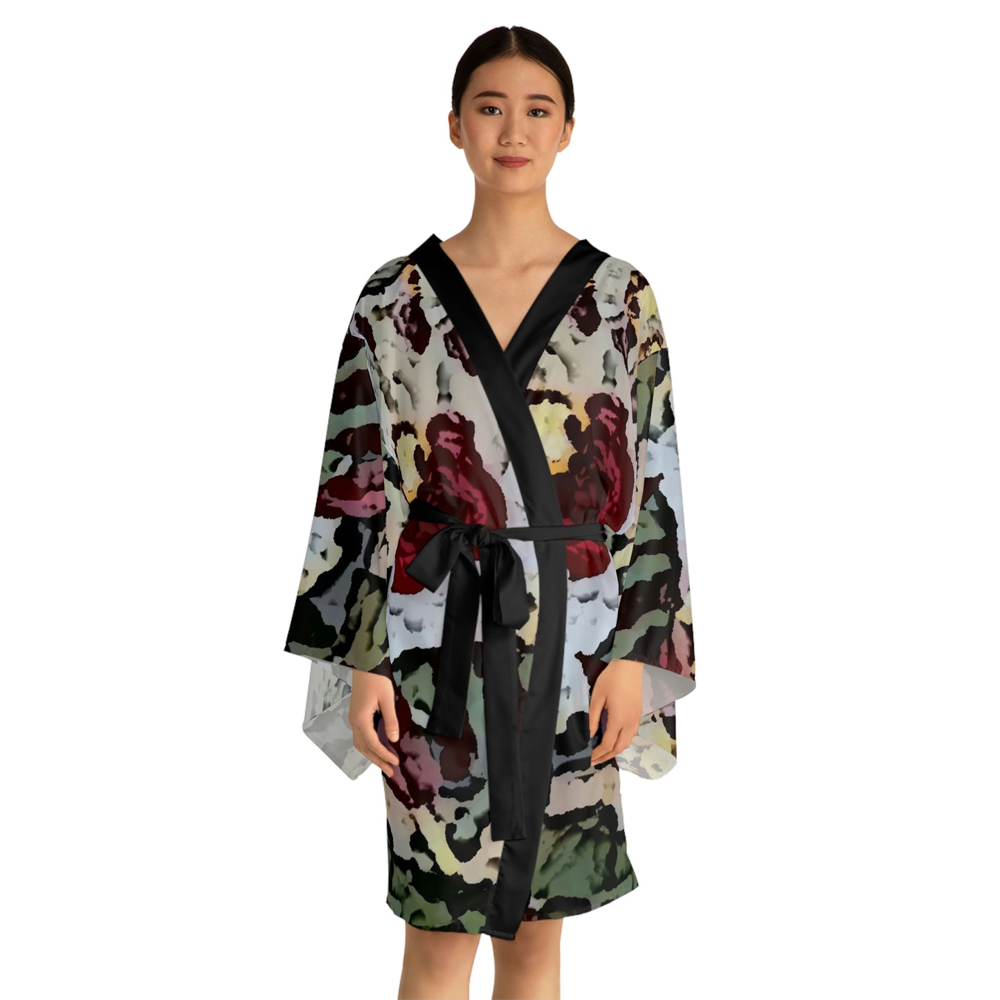 Long Sleeve Kimono Robe ... "A Friendly Flower" ... Pointsettia 'Pointing' ... Original Works ... (Supplied Photograph) ...