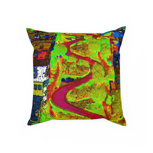 Cushion ... A Crazy Street ... 'Eight Winding Curve-Switchbacks' ... "Lombard Street, San Francisco, CA' ... Family Archives: 1970's ... Original Works ...