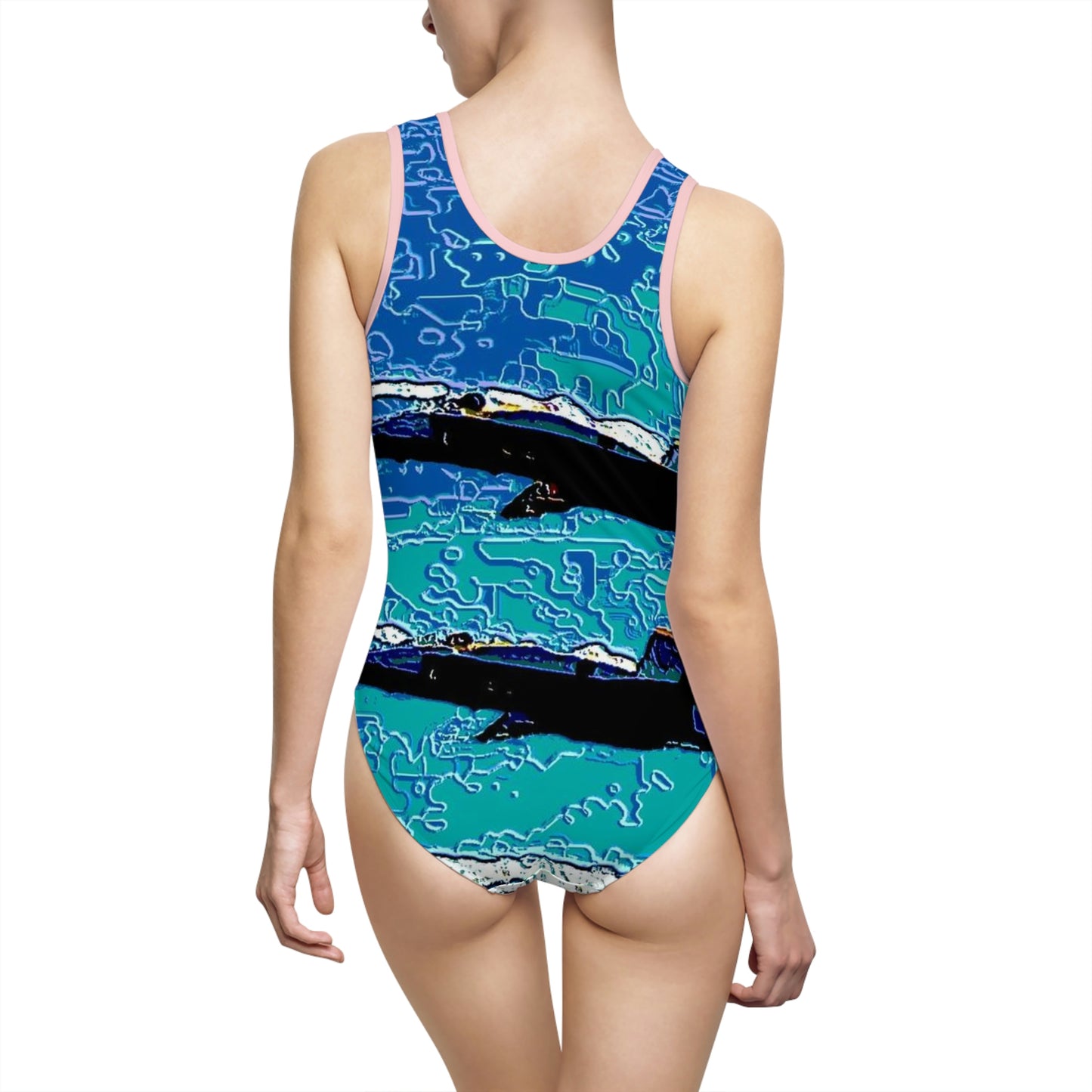 Women's Classic One-Piece Swimsuit ... Seattle Seafair ..."Blue Angels Run Over Lake Washington" ... Circa Mid 1980's ... Dr FJ Holt ... Original Works ...