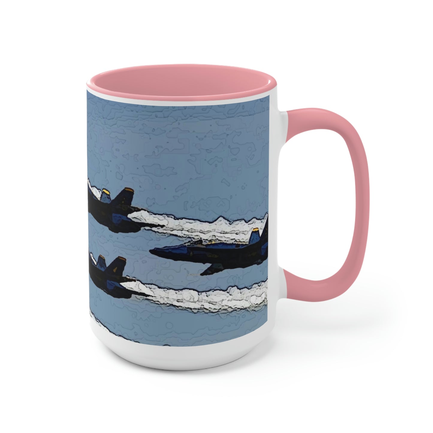 Two-Tone Coffee Mugs, 15oz ... Seattle Seafair ..."Blue Angels Run Over Lake Washington" ... Circa Mid 1980's ... Dr FJ Holt ... Original Works ...