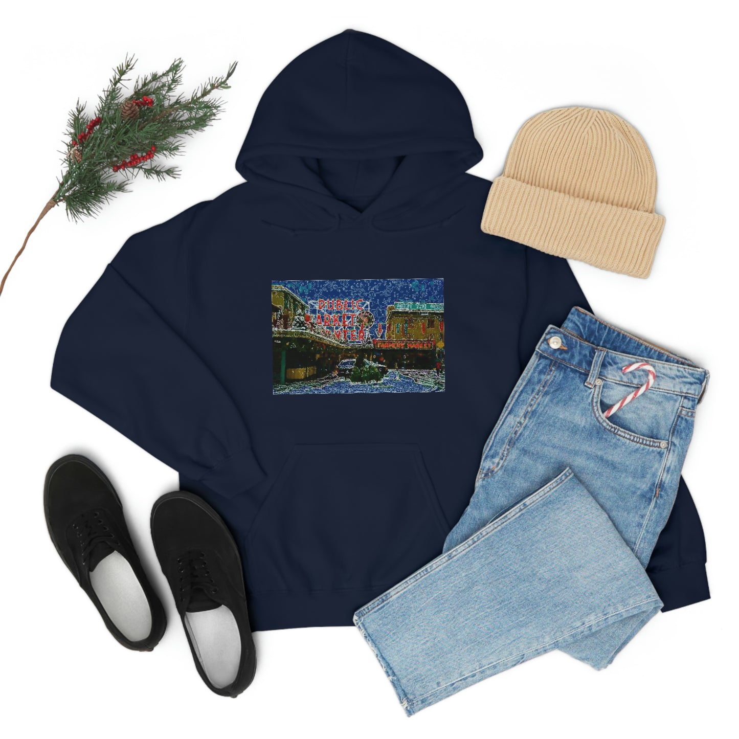 Unisex Heavy Blend™ Hooded Sweatshirt ... Pike Place Market: 'The Public Market', Seattle, Washington. Circa Fall 2013 ...