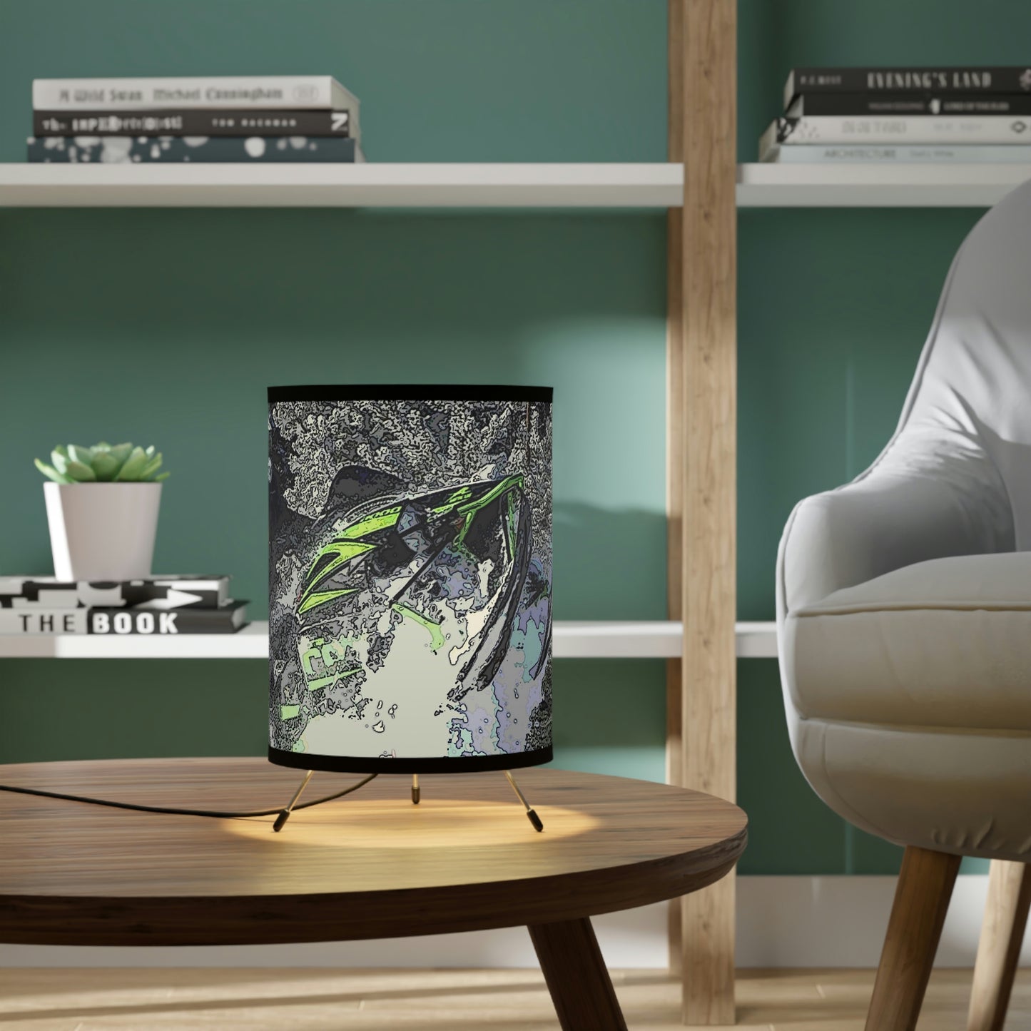 Tripod Lamp with High-Res Printed Shade, US\CA plug ...  Come Fly With The Professionals ... CIP-Airways ... 'Getting-Er-Done' ... Original Works ... December 2022 ...