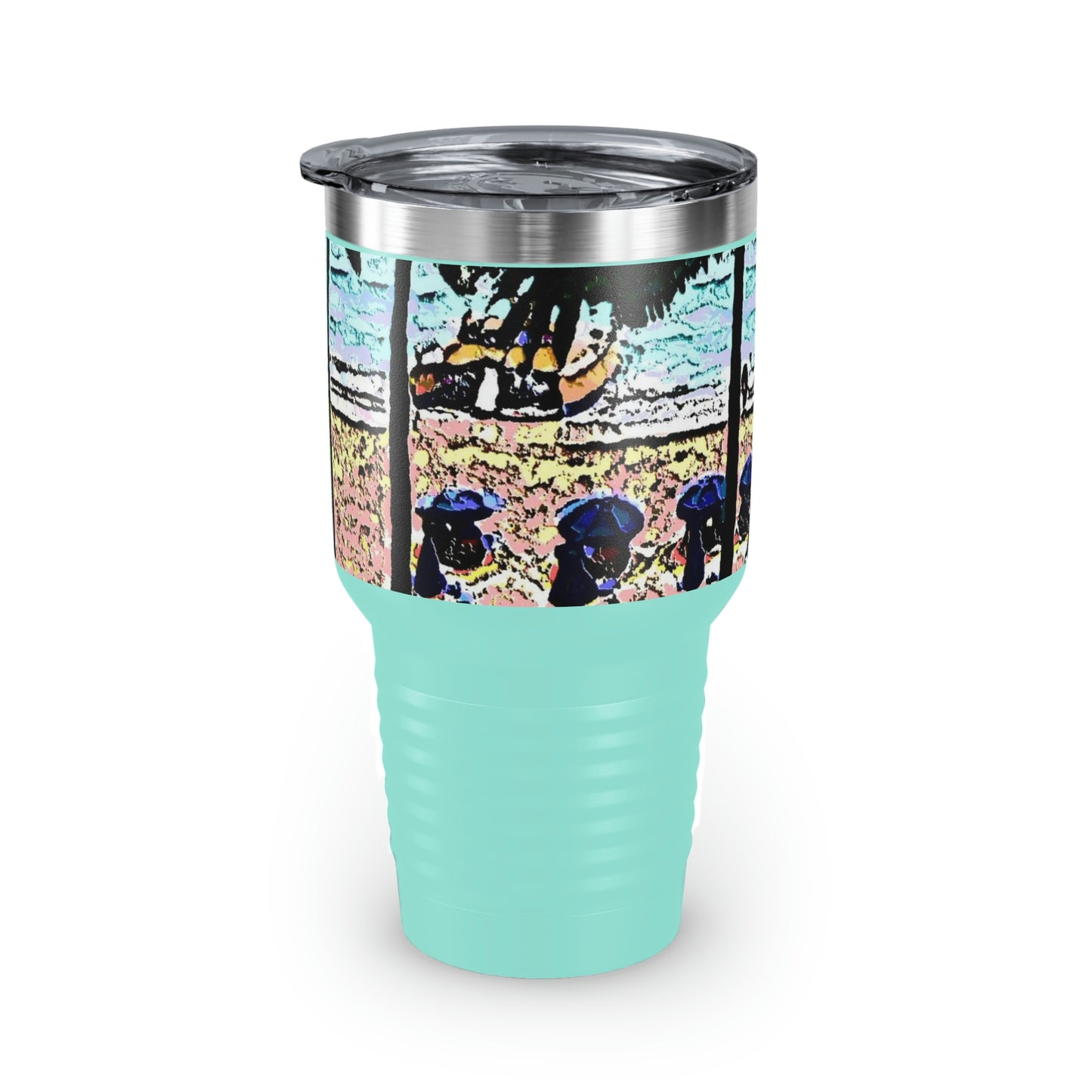 Ringneck Tumbler, 30oz ... "A Beautiful Beach Amongst The Palms" ... The Outrigger Waikiki, Honolulu, Oahu ... Original Works ...