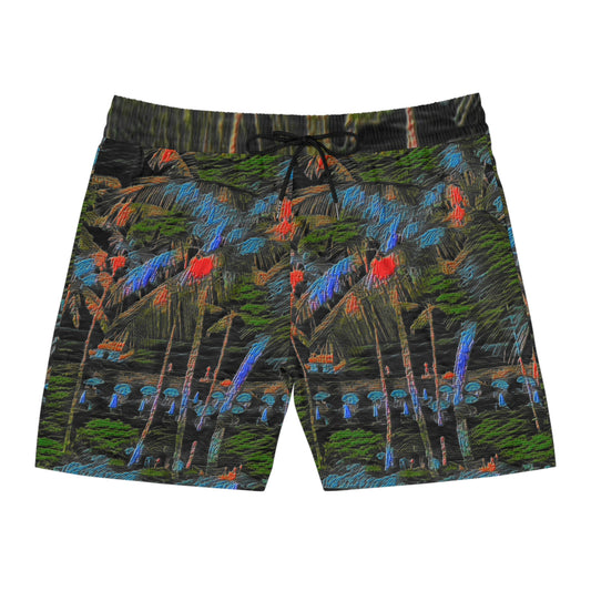 Men's Mid-Length Swim Shorts (AOP) ... "The Royal Hawai'ian: Waikiki Beach_Beach" ... Honolulu, HI ... October 2014 (Halloween) ... Original Works ...