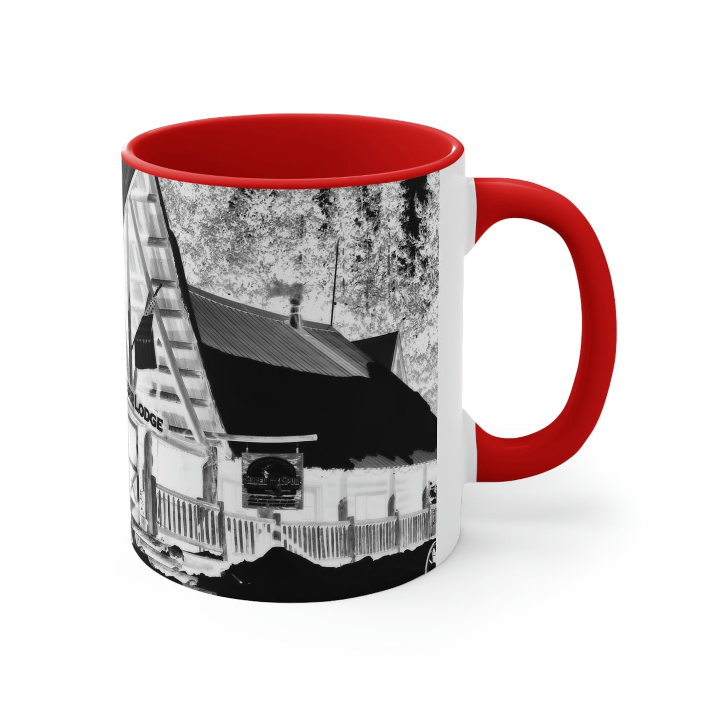 Accent Coffee Mug, 11oz ... A Beautiful Lodge & Back-Country Outfitter In A Mountain Town ... 'Dixie, Idaho, November 2022' ... Original Works ...