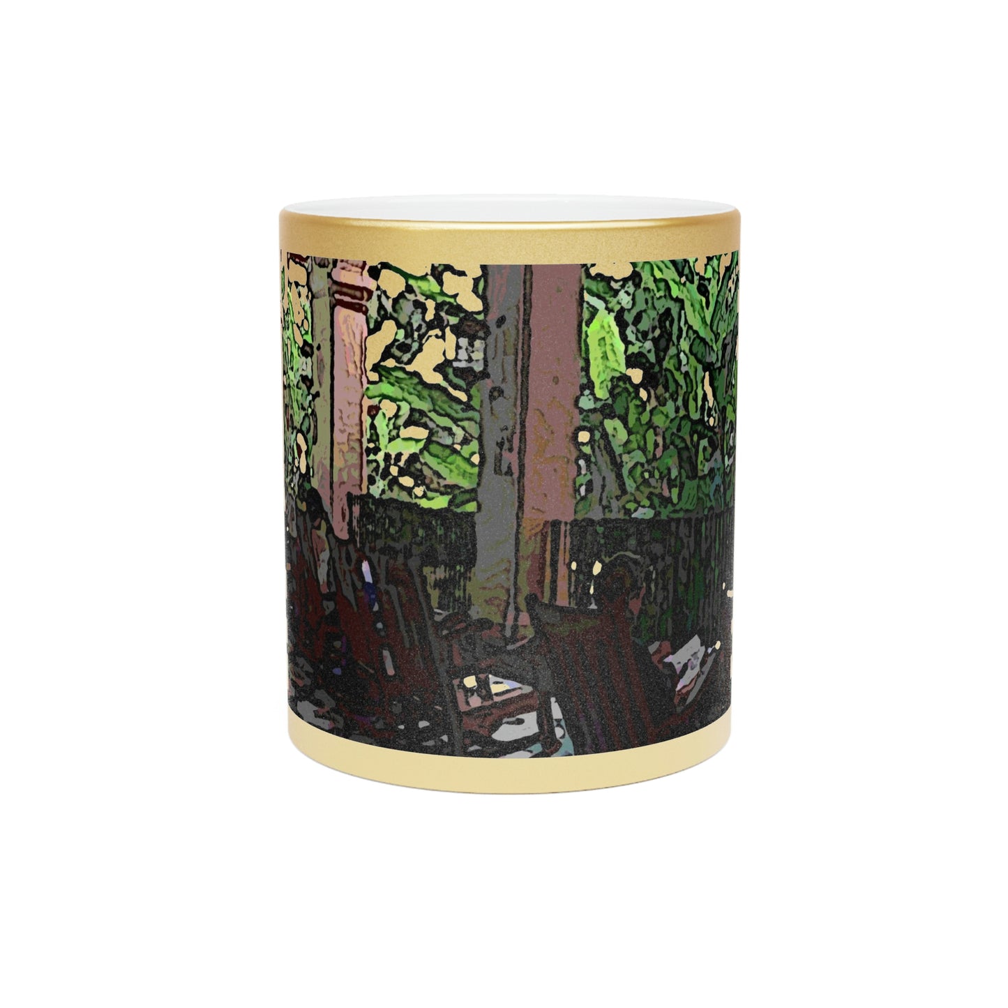 Metallic Mug (Silver\Gold) ...  Lanai & Rocking Chairs At: 'The Pink Palace' ... The Royal Hawai'ian ... Honolulu, HI ... '27Oct2014' ... Original Works ...