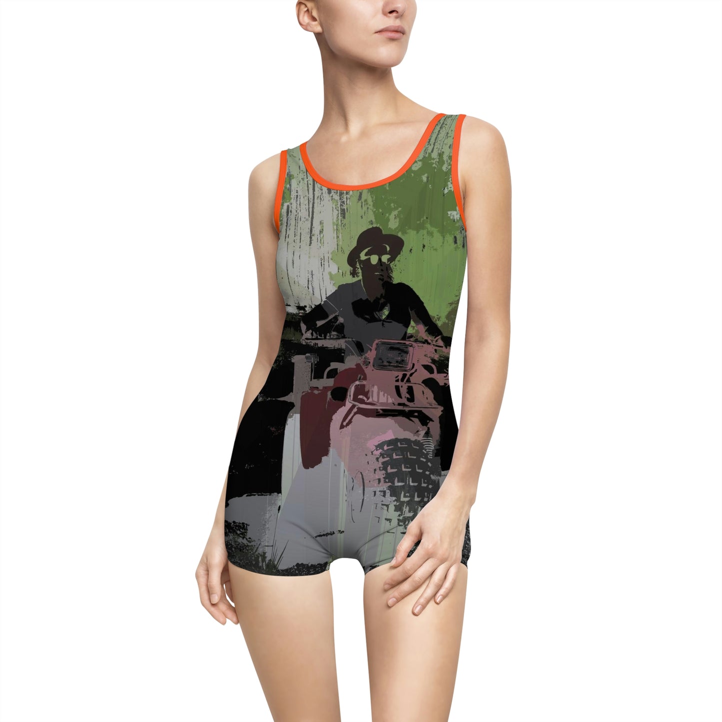 Women's Vintage Swimsuit ... 3-Wheeln' N' Groovin The Mountain Roads ... Central Idaho ... Original Works ...