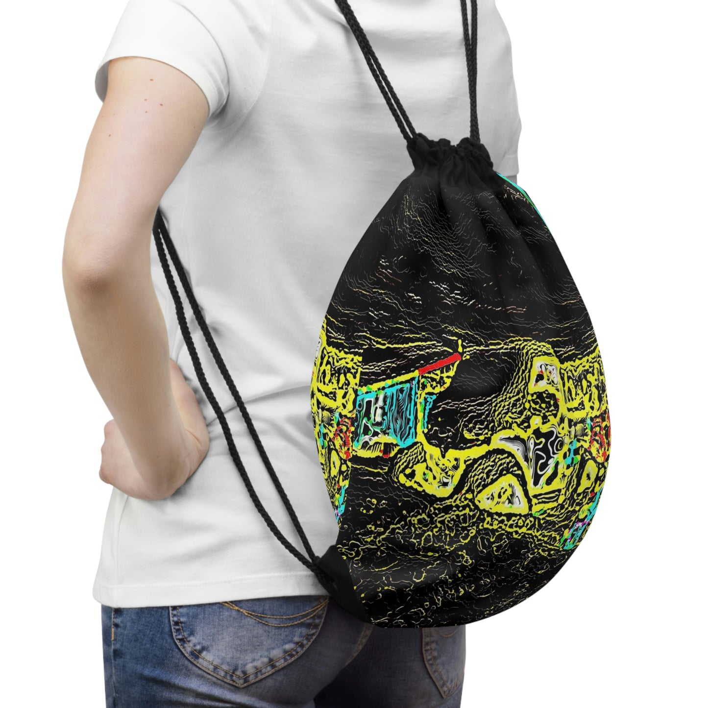 Drawstring Bag ... "Snow Vehicle In Snow Storm At-Rest" ... Circa 12Mar23 ... Central Idaho ... 18-Hours Rendering Time: Original Works ...