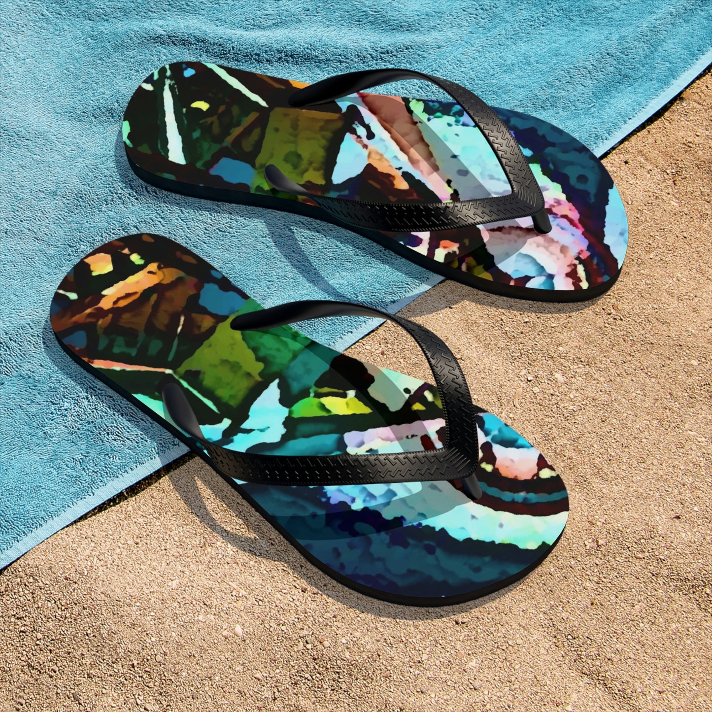 Unisex Flip-Flops ... "Seattle's World Fair" ... Below Space Needle 'Looking Up' ... On A Very Rainy Morning (Father's Family Photo). ... Original ...