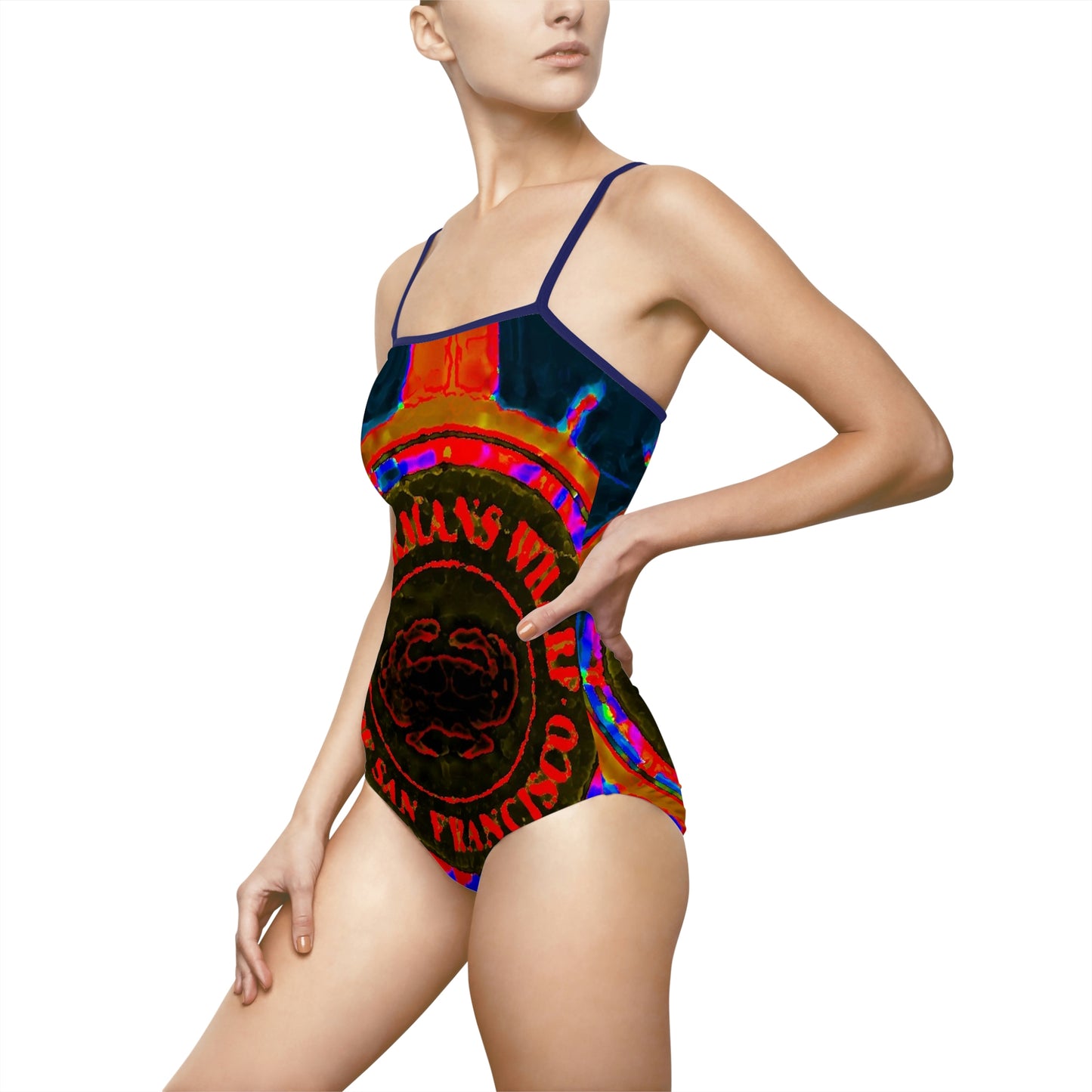 Women's One-piece Swimsuit ... "No.9 Fishermen's Grotto - Fishermen's Wharf, SF, California" ... Family Archives: 1970's ... Original Works ...