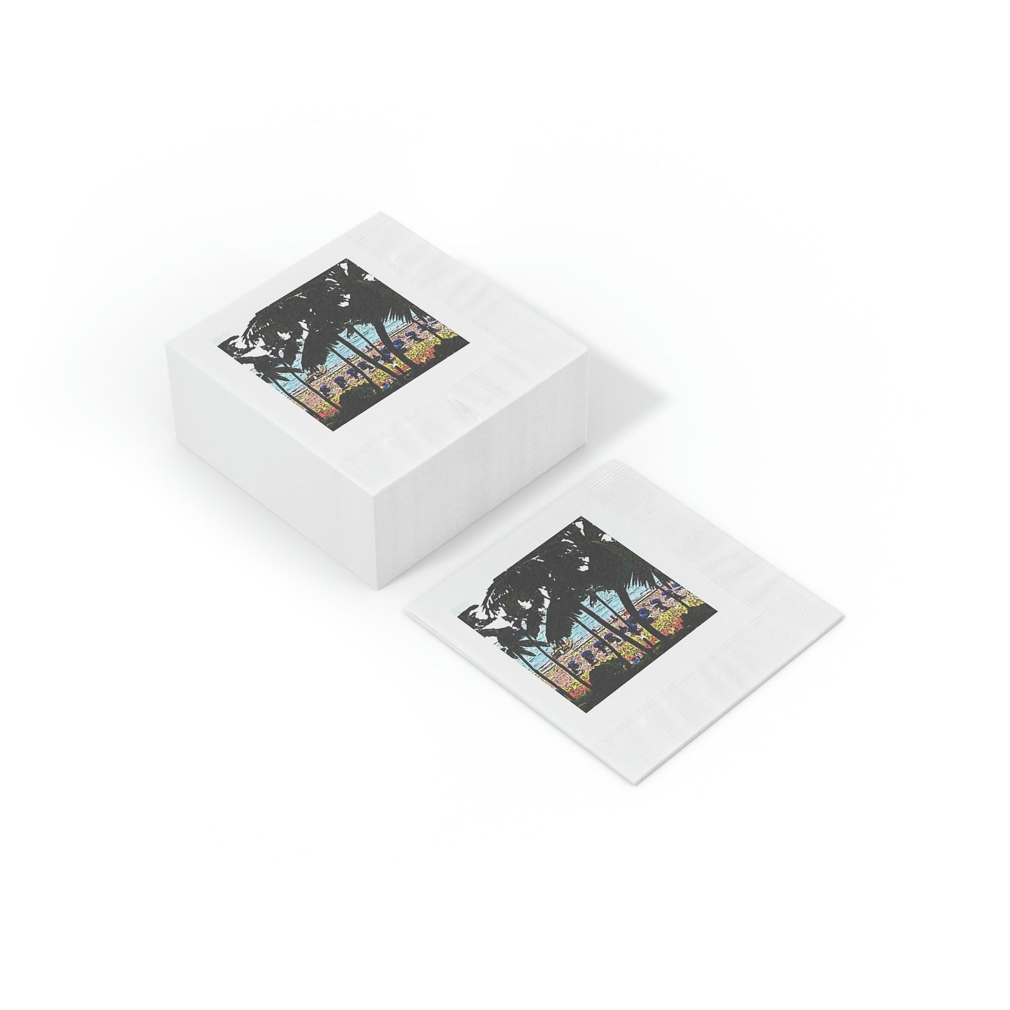 White Coined Napkins ... "A Beautiful Beach Amongst The Palms" ... The Outrigger Waikiki, Honolulu, Oahu ... Original Works ...