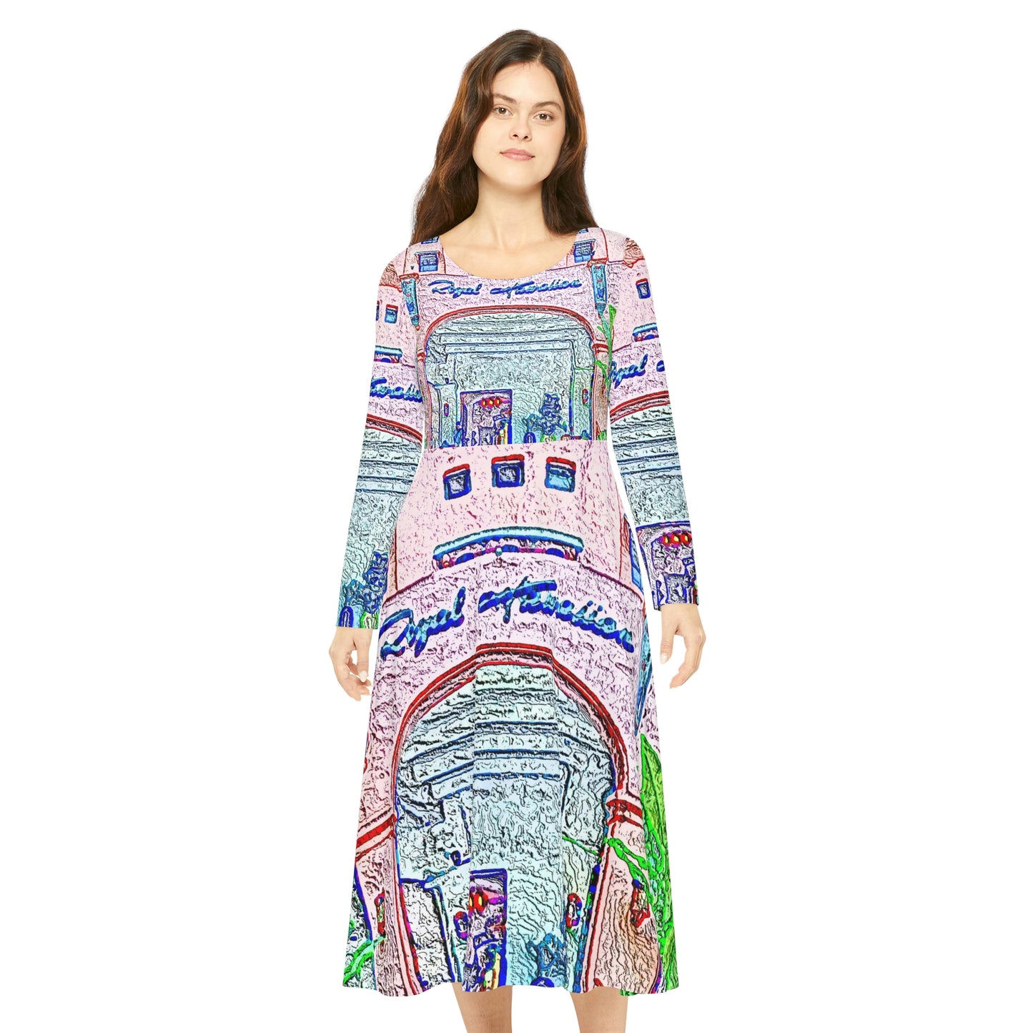 Women's Long Sleeve Dance Dress ... "La Grande Entree" At: 'The Pink Palace' ... The Royal Hawai'ian ... Honolulu, HI ... '27Oct2014' ... Original Works ...